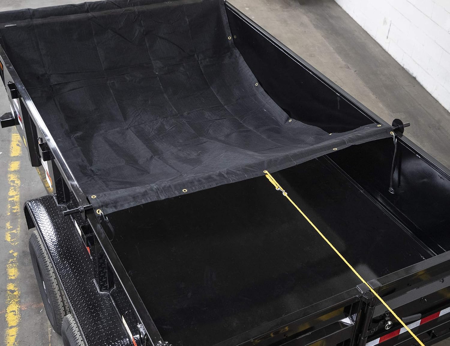 Buyers Products DTR7018 Aluminum Tarp System with Mesh Tarp, 7 x 18 Feet – Dump Body Tarp Kit, Dump Trailer Accessories, Heavy Duty Double-Stitched Hems, Brass Grommets, Telescoping Roller