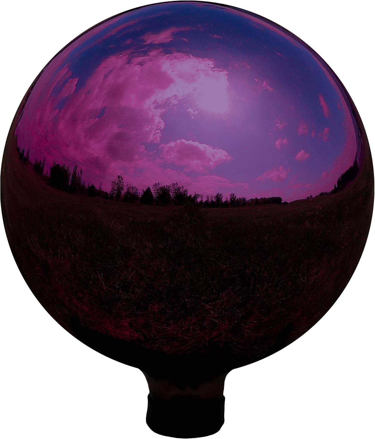 Sunnydaze 10-Inch Handblown Mirrored Glass Gazing Ball, Red | Reflective Outdoor Garden Globe Sphere, for Yard, Patio, Flower Bed, Walkway, and Landscape Decor, Stainless Steel Finish