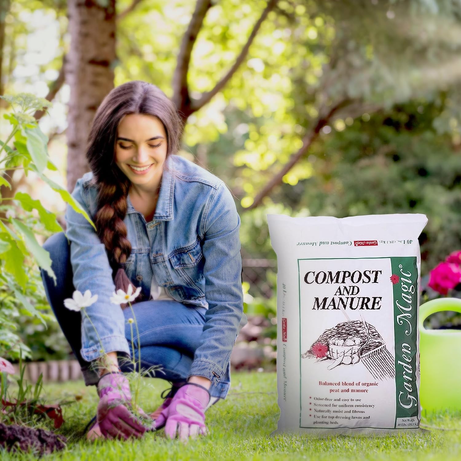 Michigan Peat Garden Magic Odor-Free Compost & Manure Blend, 40 lb | Outdoor Lawn and Gardeniing Mixture with Nutrients and Minerals for Soil Potting and Planting