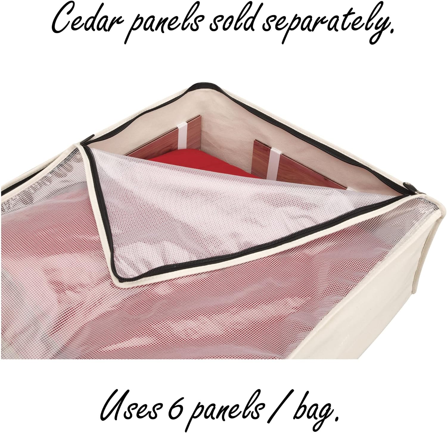Household Essentials Canvas Sweater Storage Bags, 2-Pack, Breathable Cotton, Under-Bed Zippered Storage with Clear Top Window, Stackable, Cedar Insert Compatible (Not Included), Natural