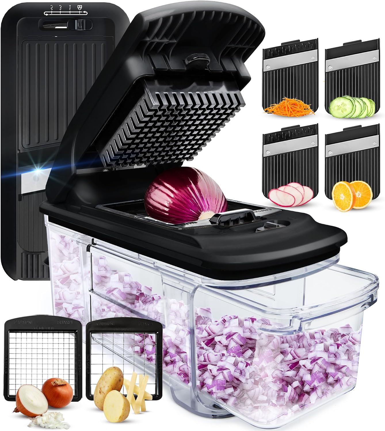 Fullstar Pro XL Vegetable Chopper & Mandoline Slicer w Pull-Out Catch Tray