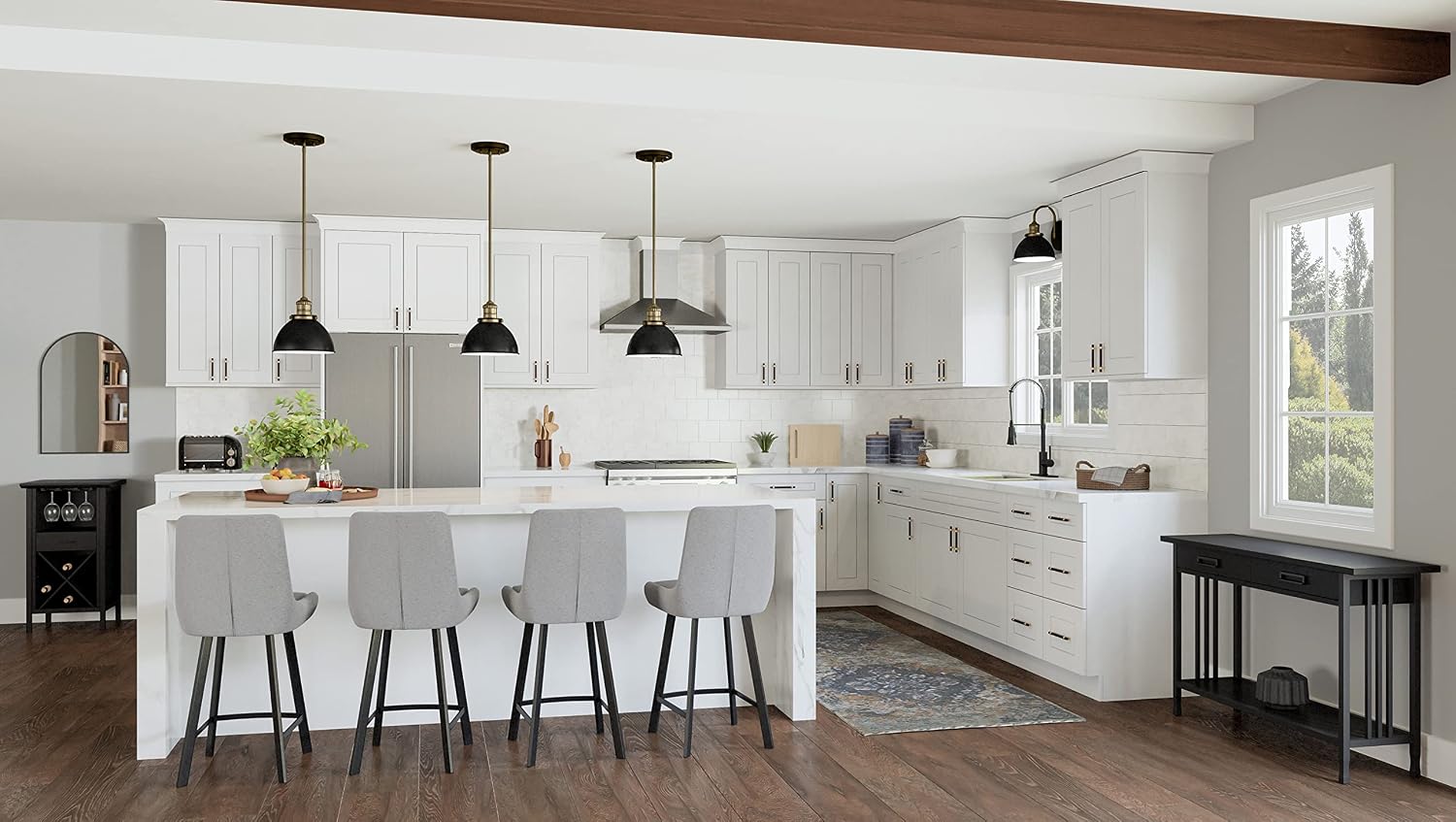 Brookings Shaker Unassembled Base Kitchen Cabinet B18, 18 W x 24 D x 34.5 H, Painted White with Sherwin Williams®, Solid Wood – Design House, 561340 | Adjustable Shelves, Adjustable Hinges, Floor Mount, Contemporary/Modern, Wood, Kitchen, 561340