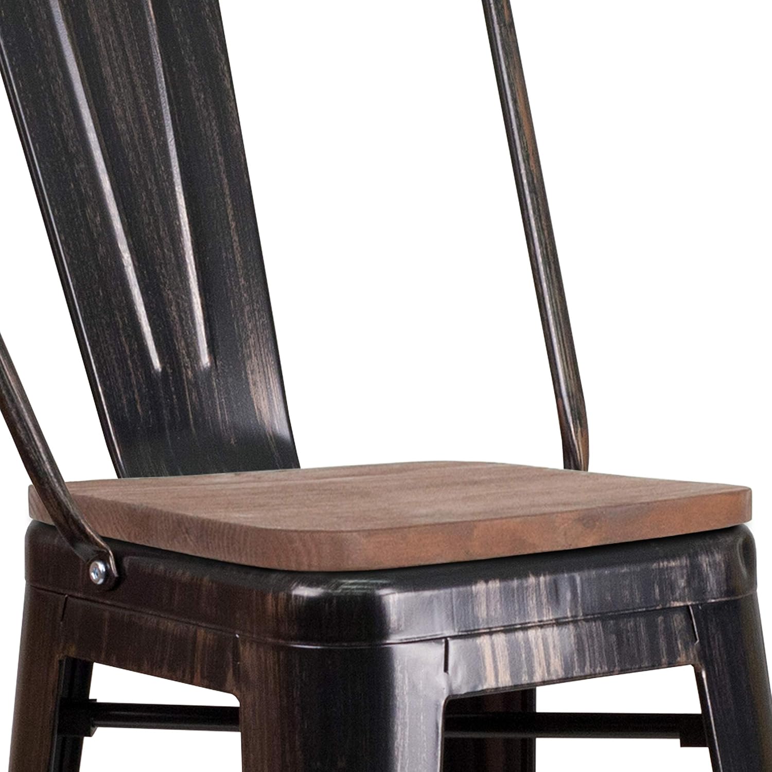 Flash Furniture 30 in Metal Barstool with Back, Blue | Commercial Grade, Removable Back, Indoor/Outdoor Use