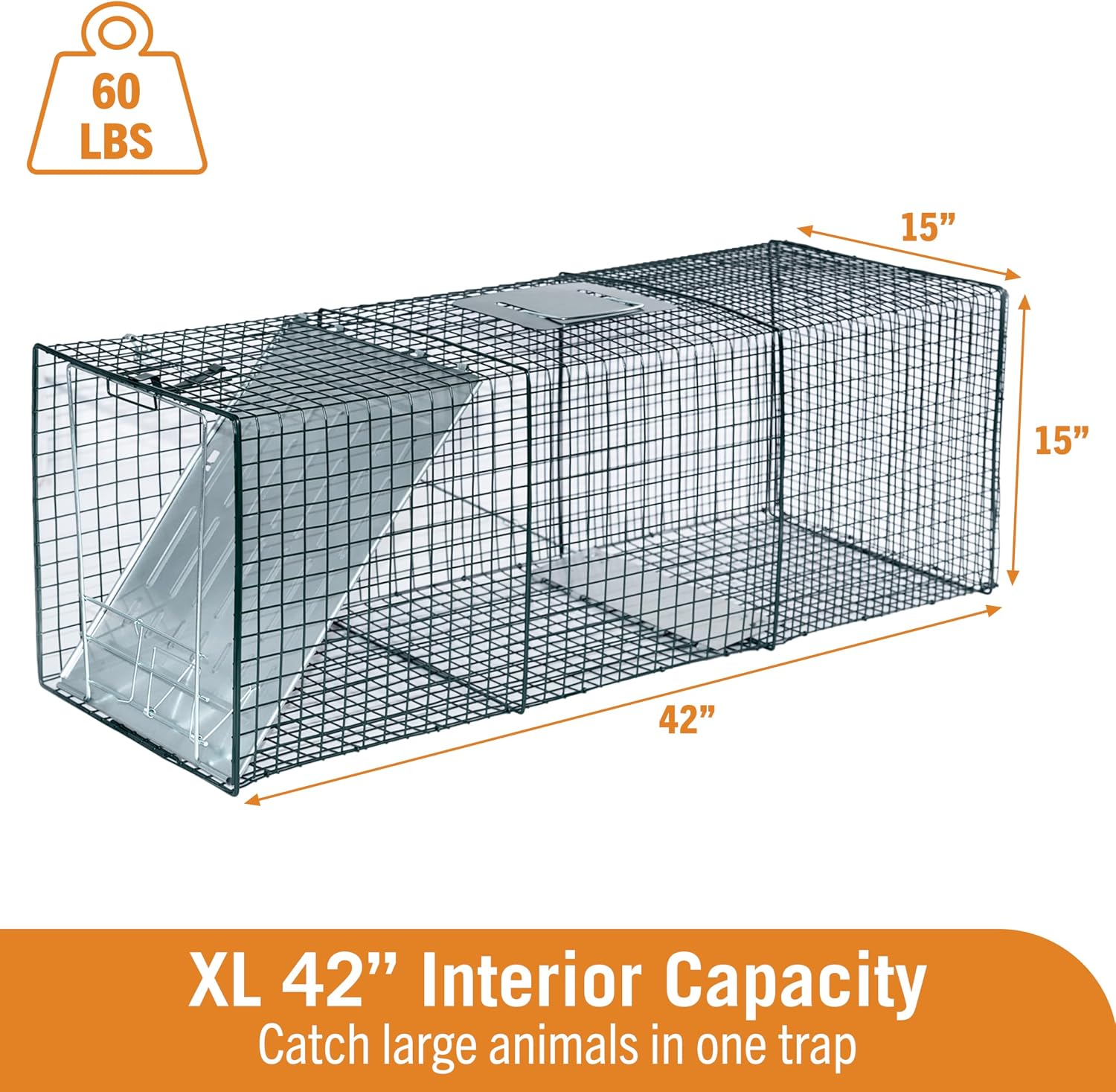 HOMESTEAD 42'' Heavy Duty Live Animal Trap - Professional Quick Set Trigger, Galvanized Steel Cage, Camouflage Finish, Rust Proof Mesh