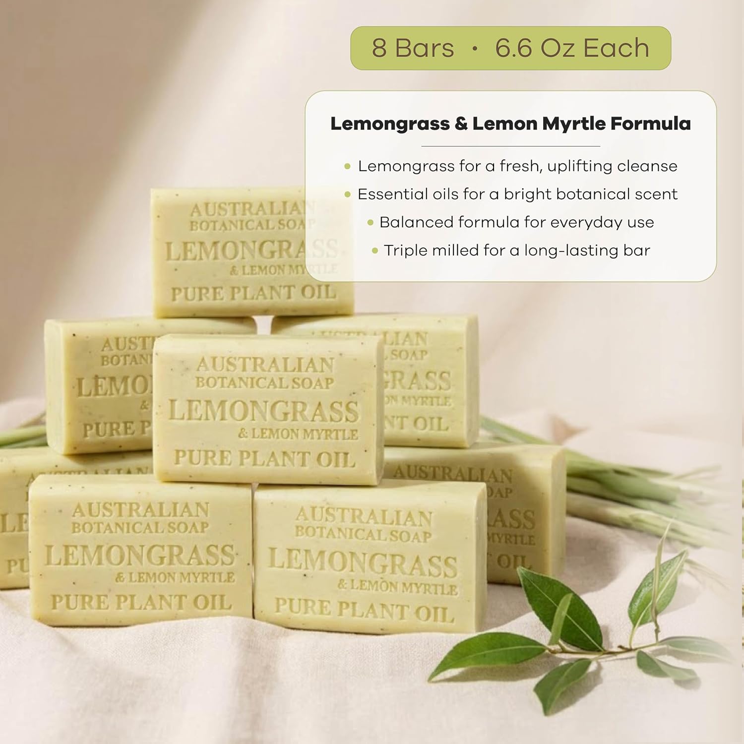 Australian Botanical Soap Sea Salt Soap Bars, 6.6 oz, Pack of 8