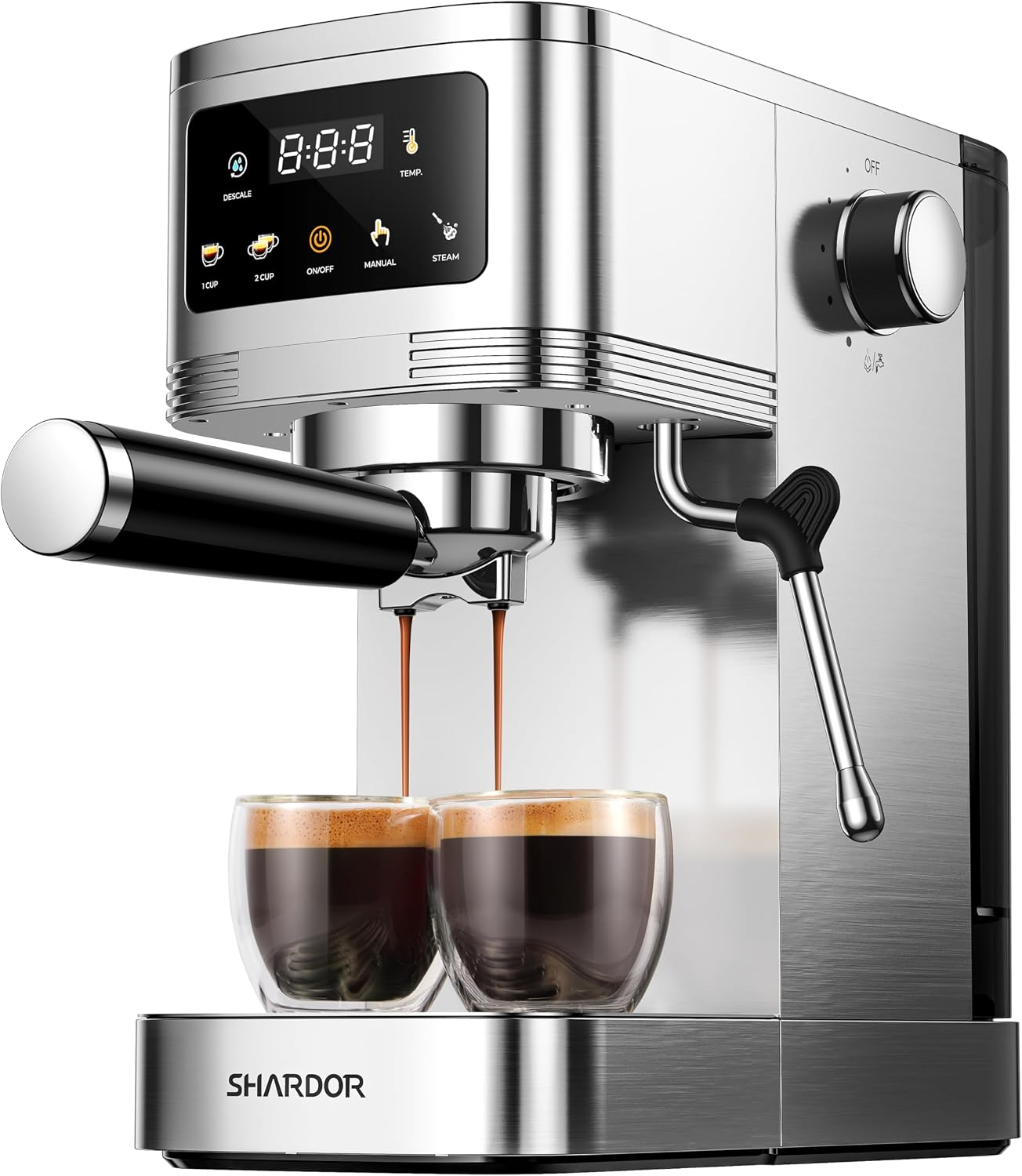 SHARDOR Espresso Machine 20 Bar, Professional Espresso Machine with Milk Frother and Touchscreen, Expresso Coffee Machines with Adjustable Temperature,for Cappuccino, Latte, Stainless Steel, White