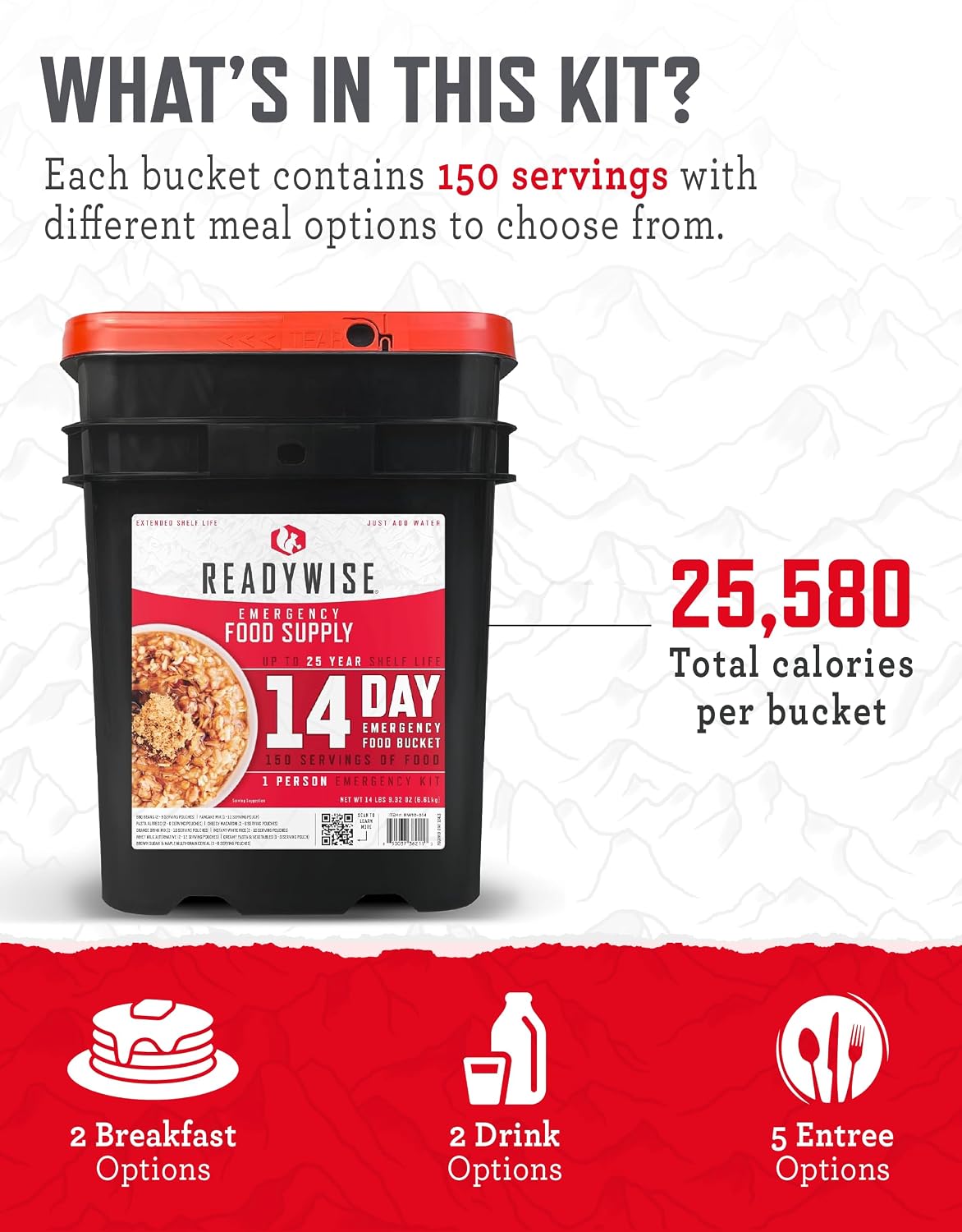 ReadyWise Emergency Food Supply - 72 Hour Survival Kit, 30 Servings of Protein Meals, Freeze Dried Food for Backpacking, Camping Essentials & Disaster Prepping Supplies, up to 25 Year Shelf Life