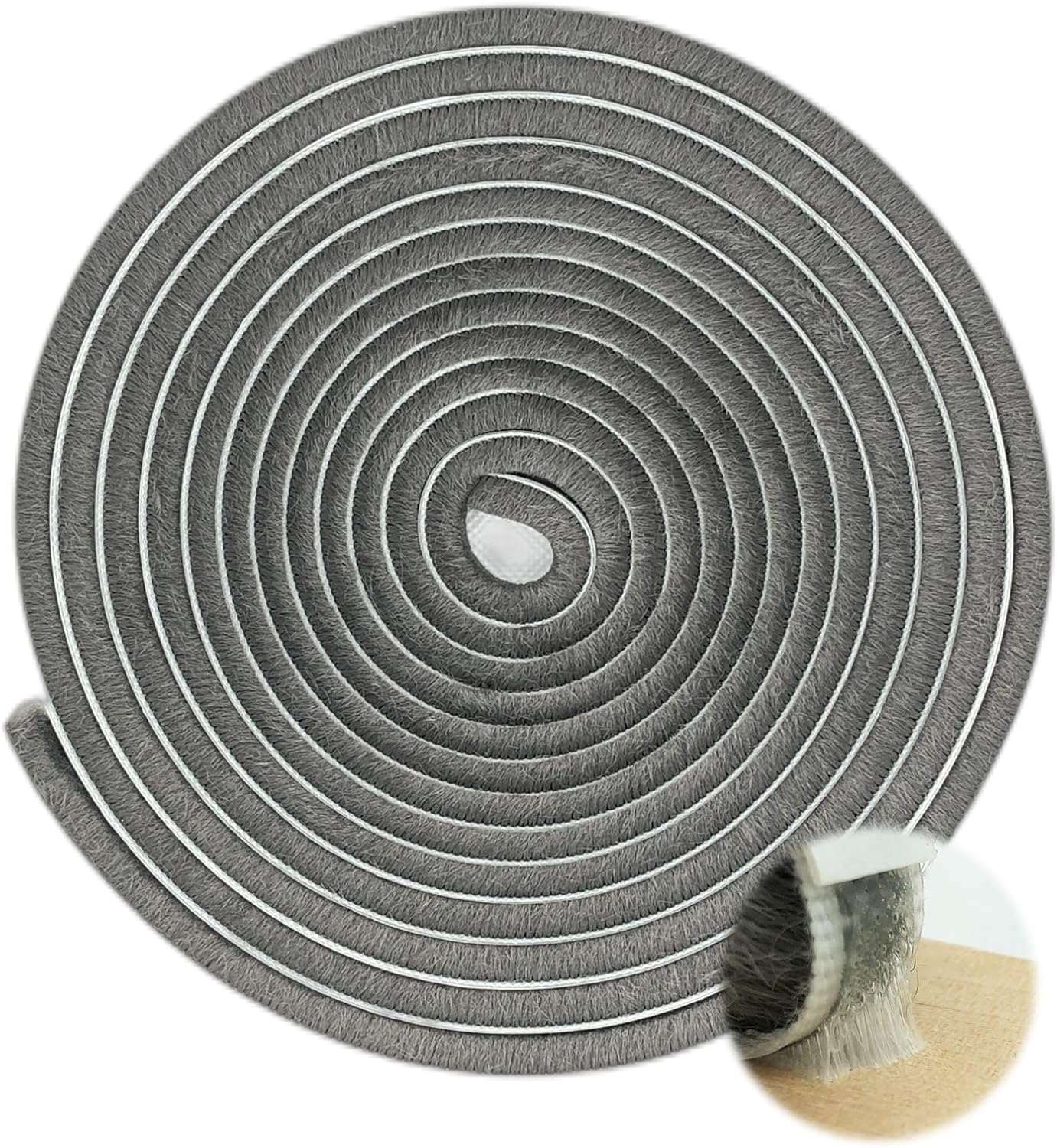 Self-Adhesive Pile Weather Stripping Seal for Sliding Windows and Door Frames, 16.5ft x 11/32 inch, Grey