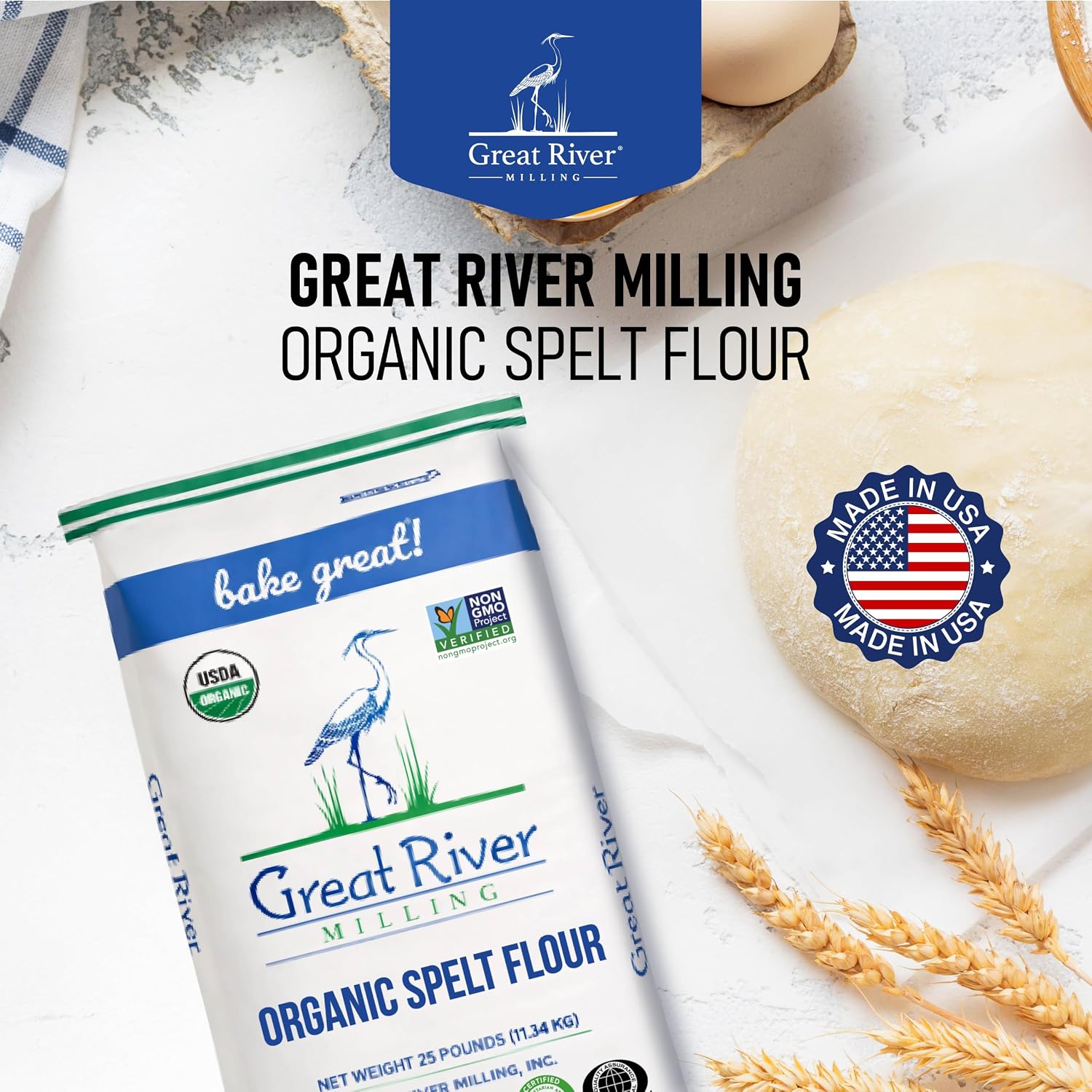 Great River Milling Organic Spelt Flour, Ancient Grain, 25 lb