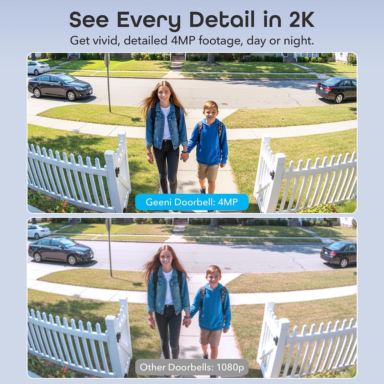 Geeni Halo 3MP Smart Video Doorbell Camera, Battery Powered or Hardwired | Includes plug-in chime, 2K HD video, 2-way audio, night vision