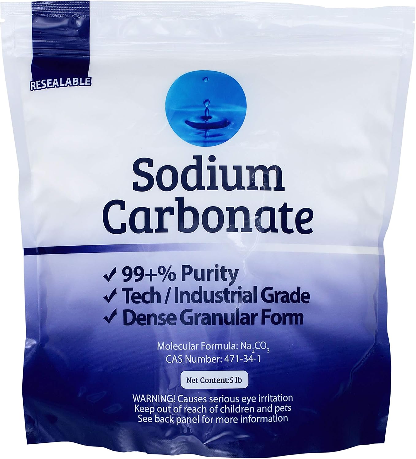 Duda Energy 50 lb Pail of Pure Sodium Carbonate Dense Soda Ash Na2CO3 pH Adjust Chemical Spa Pool Cleaning Dishwasher, White
