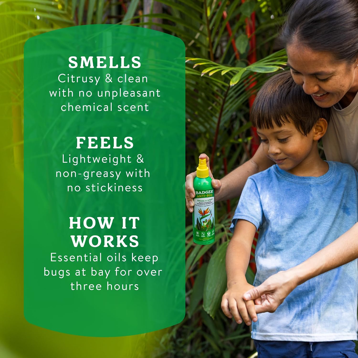 Badger Bug Spray, 3-Hour DEET-Free Mosquito Repellent, Family Friendly, Citronella & Organic Essential Oils, Natural & Vegan Insect Repellent Spray, 4 fl oz Aluminum Bottle