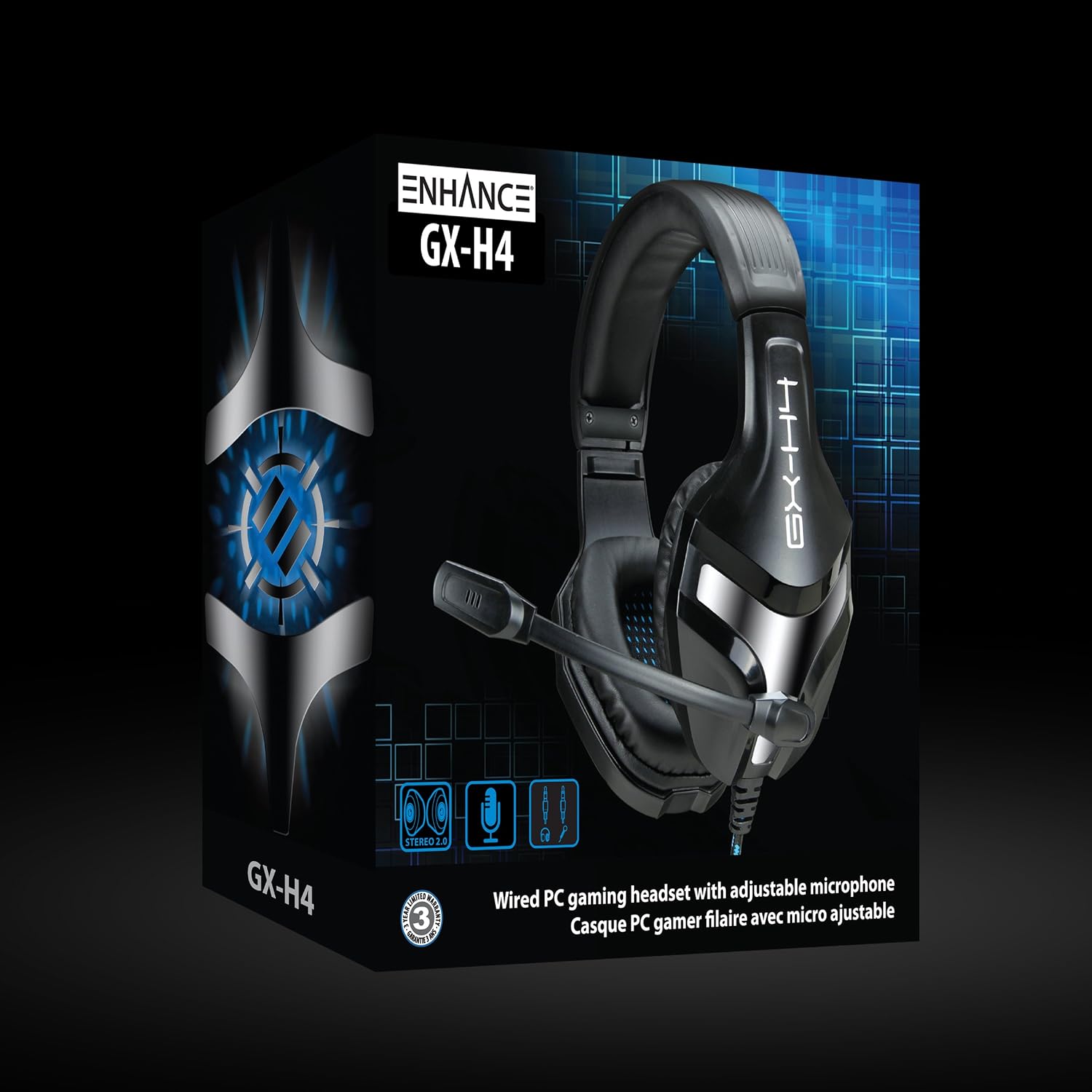 Enhance GX-H4 Computer Gaming Headset with Microphone - Braided Cable, Noise Isolating Headphones
