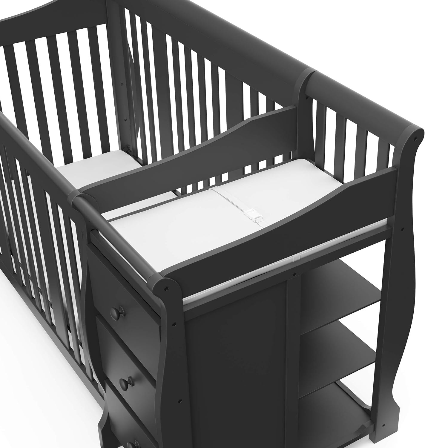 Storkcraft Portofino 5-in-1 Convertible Crib and Changer, Pebble Gray