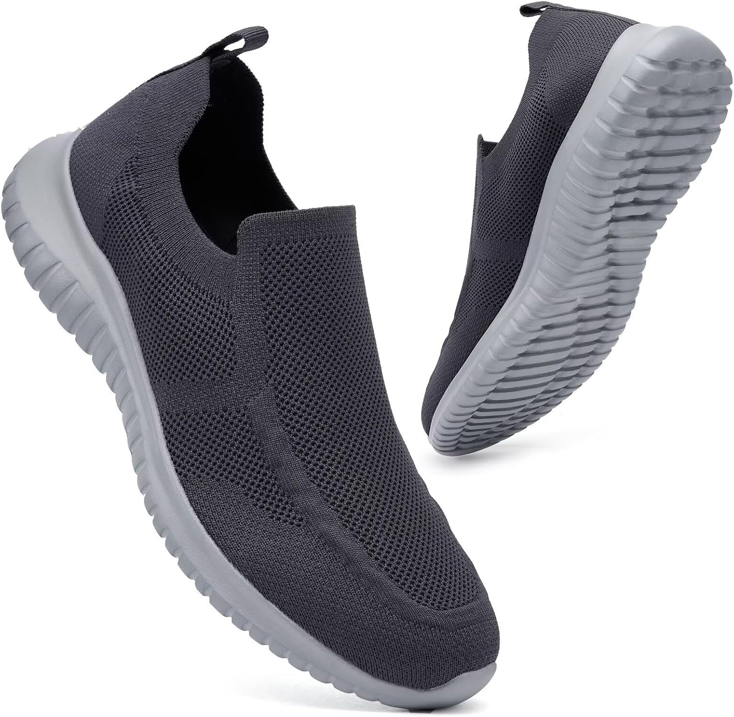 konhill Mens Slip-On Knit Walking Sneakers
