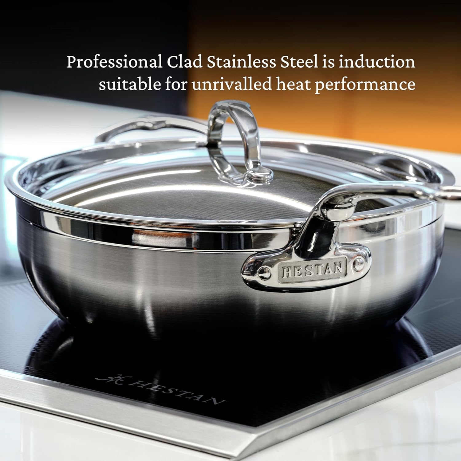 Hestan ProBond Forged - Professional Clad Stainless Steel All-In-One Pan, 5 Quart, with Helper Handle, Induction Compatible