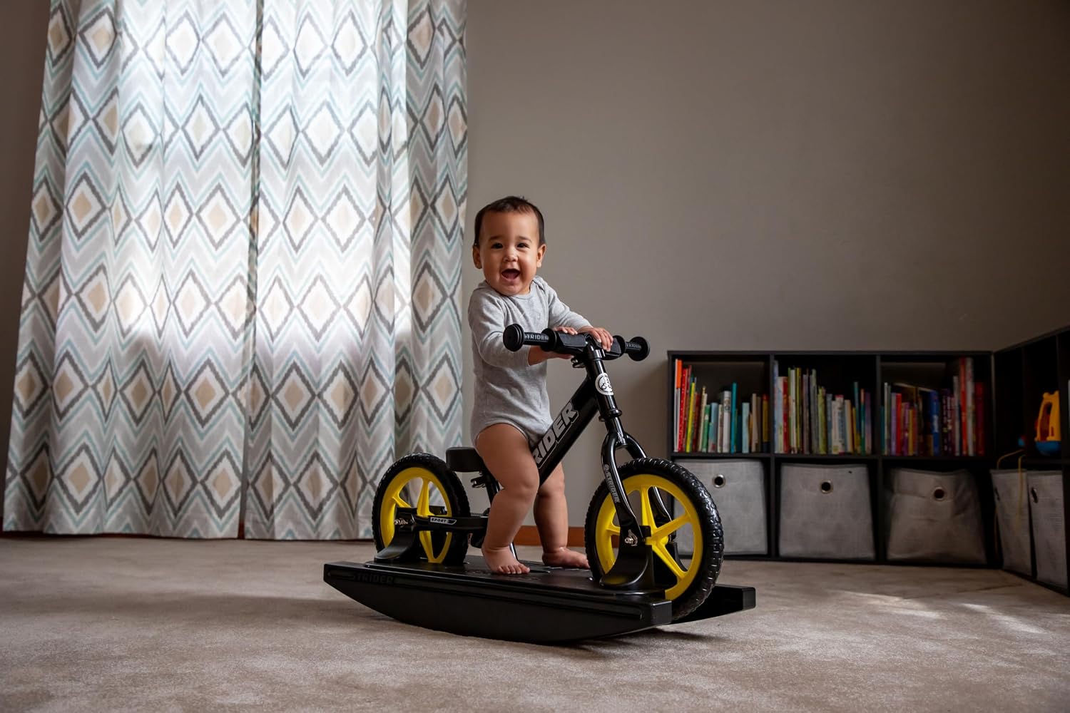 Strider Sport 2-in-1 Rocking Bike, Ages 6 Months–4 Years | For 12 Model, Converts Baby Rocking Toy to Toddler Balance Bike, Tool-Free Adjustments, Wide and Stable Base, Durable Plastic
