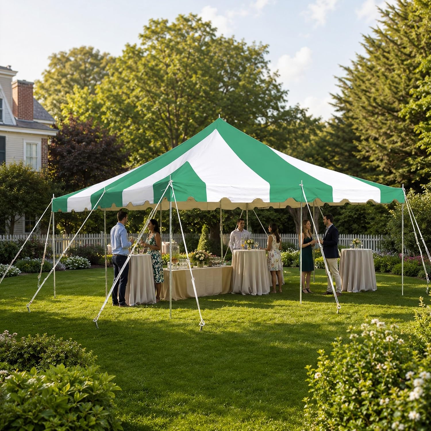 20’ x 20’ Weekender Canopy Pole Tent, Indoor and Outdoor Heavy Duty Easy Up, 80 Person Capacity Tent for Parties, Weddings, and Events, Commercial and Residential Use, PVC White Top | Easy Up Weekender Canopy Tent With 80 Person Capacity - Outdoor Canopi…