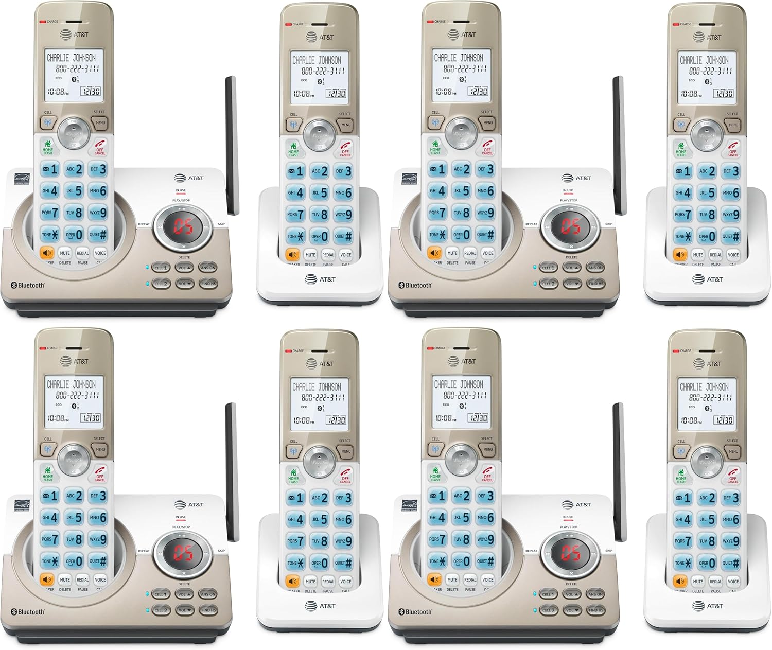 AT&T DL72219 DECT 6.0 2-Handset Cordless Phone for Home with Connect to Cell, Call Blocking, 1.8" Backlit Screen, Big Buttons, intercom