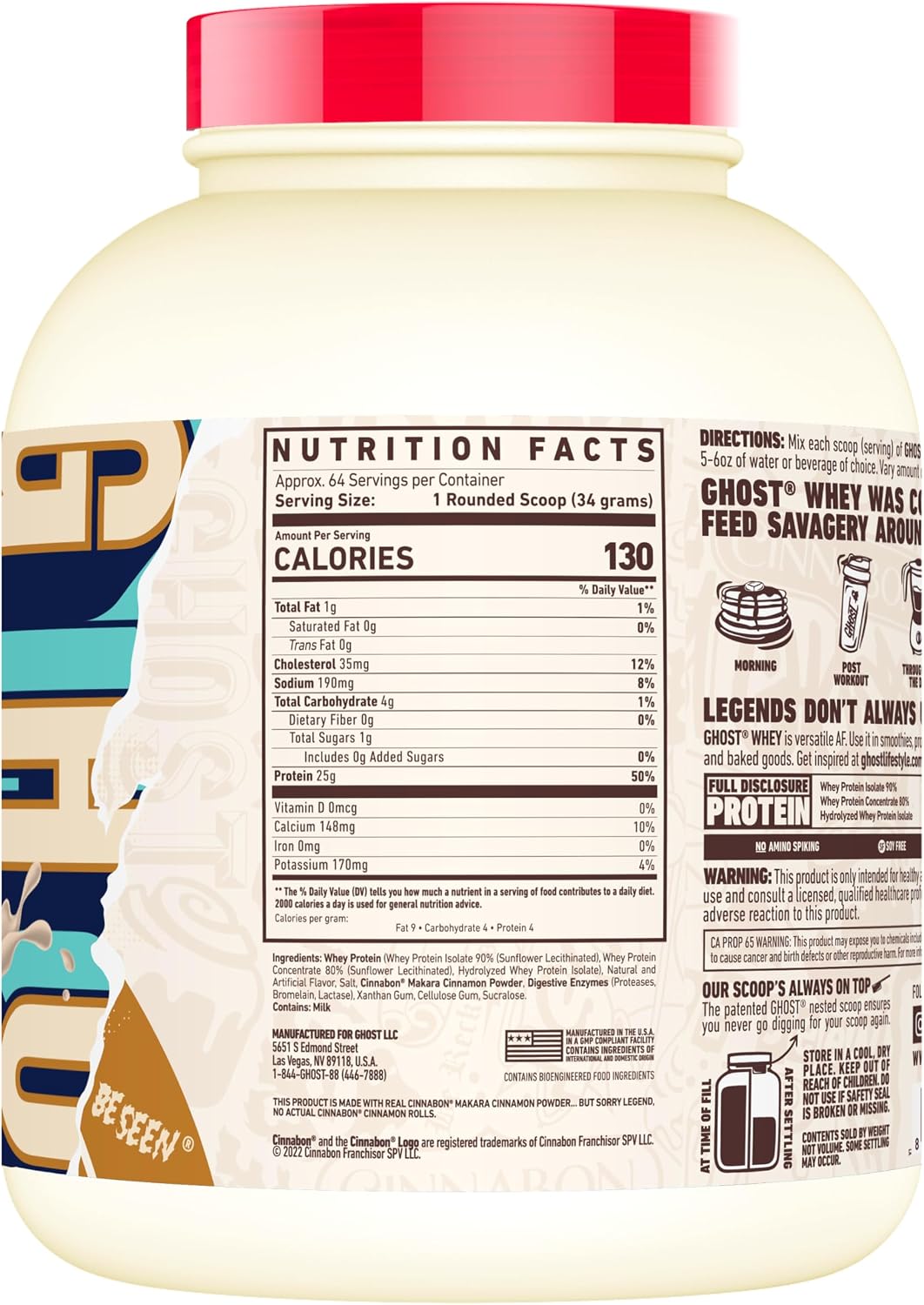 GHOST Whey Protein Powder, Milk Chocolate - 2LB, 25G of Protein | Whey Protein Isolate & Concentrate Blend - Post Workout Nutrition Shake, Smoothies - Soy & Gluten-Free - 2LB Tub, 26 Servings