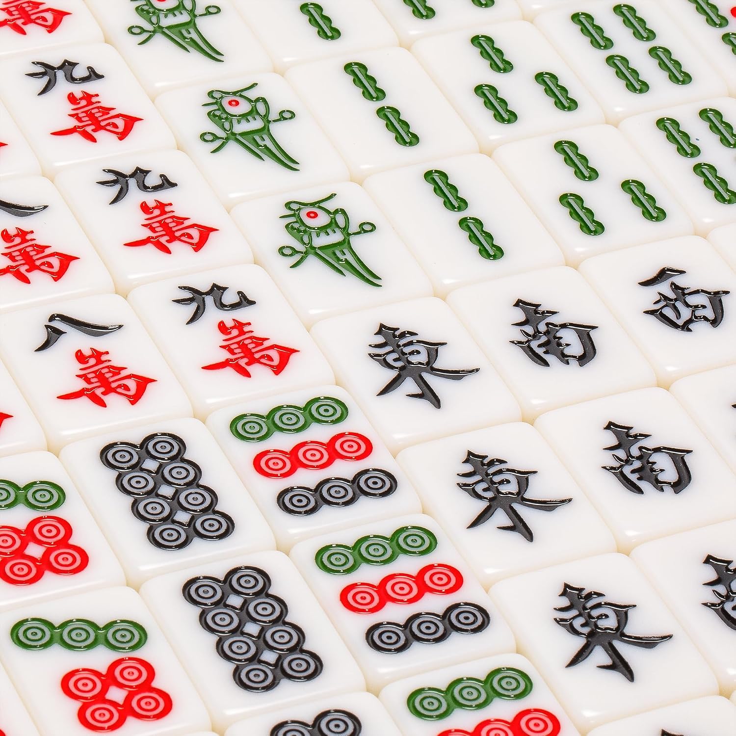Yellow Mountain Imports Classic Chinese Mahjong Game Set, Emerald with 148 Medium-Size Translucent Green Tiles and Wooden Case