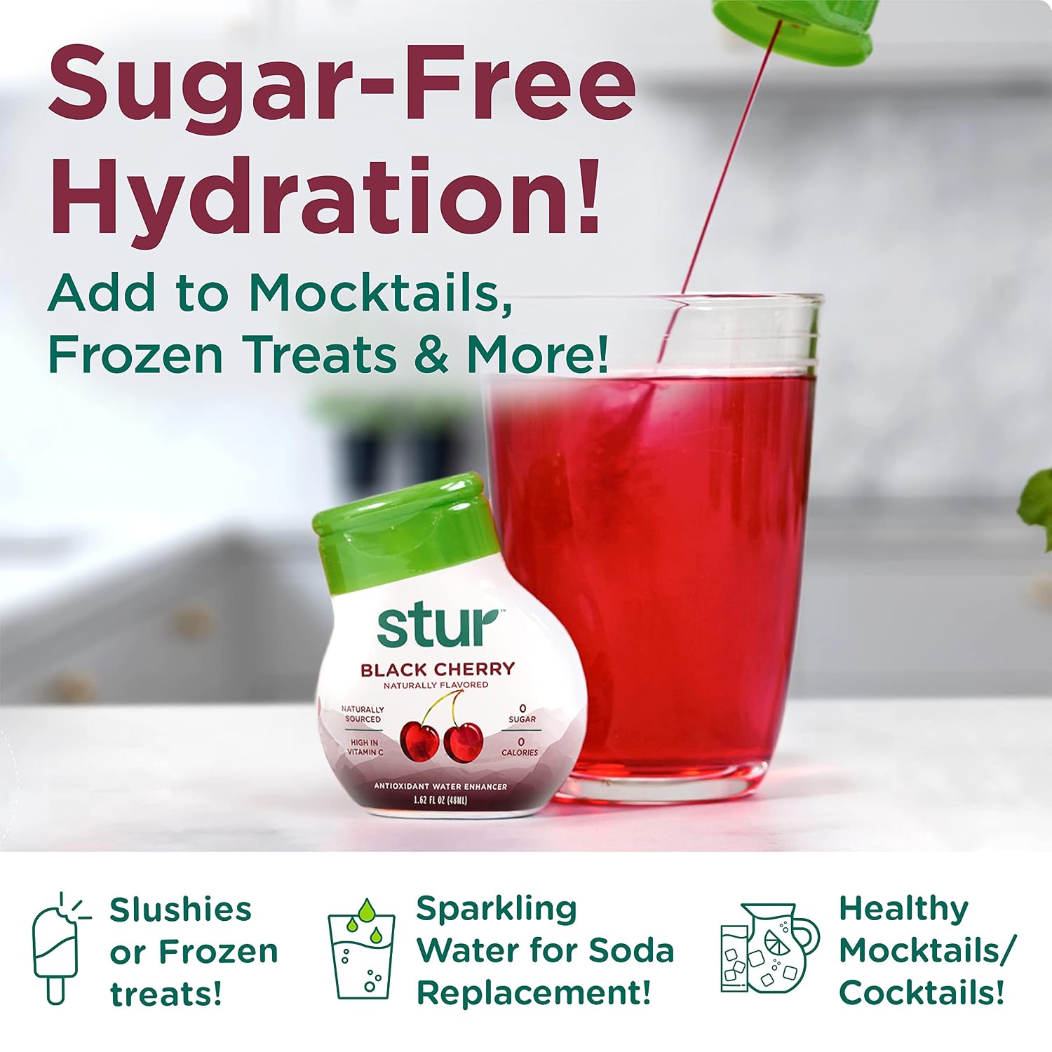 Stur Liquid Water Enhancer | Blue & Blackberry | Naturally Sweetened | High in Vitamin C & Antioxidants | Sugar Free | Zero Calories | Keto | Vegan | 5 Bottles, Makes 120 Drinks