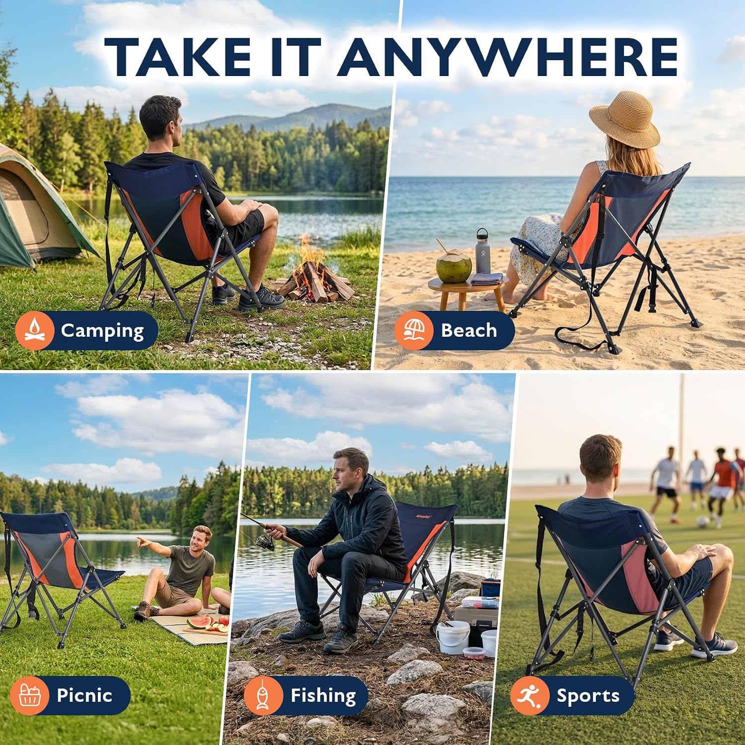 Alvantor® Camping Chair, Full Mesh Folding Beach Chair Breathable High Back Portable Lawn Chair for Outdoor, Armrest, Cup Holder, Easy Use Seat for Travel, Fishing, Pinic, Sports Event, 24"x31"x38"