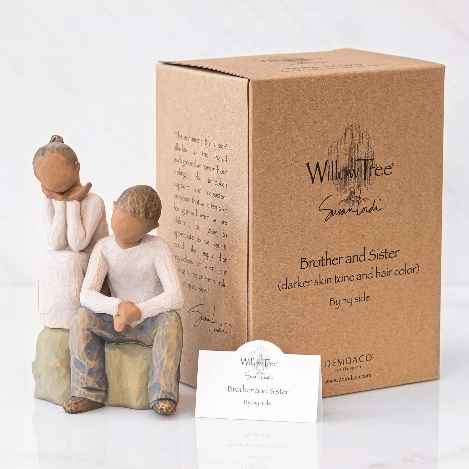 Willow Tree We are Three, Sculpted Hand-Painted Figure, Darker Skin | Cast from a Susan Lordi Original Carving, Celebrates Close Bonds, Meaningful Relationships, Thoughtful Keepsake Gift Idea