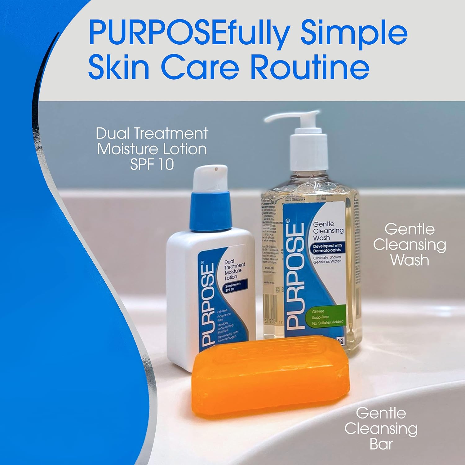 PURPOSE Gentle Cleansing Bar, Developed with Dermatologists, For All Skin Types, For Sensitive & Dry Skin, Oil-free, Hypoallergenic, Sulfate-Free