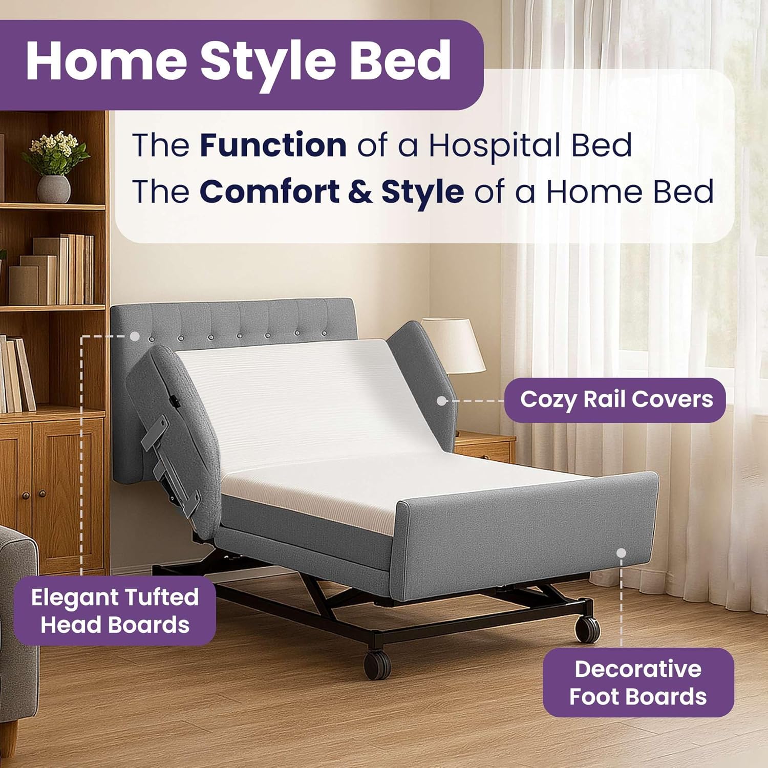Customize Your Own Adjustable Hospital Bed for Home Use with Gel Memory Foam Mattress -Bariatric Queen Size Home Style Full Electric Medical Bed