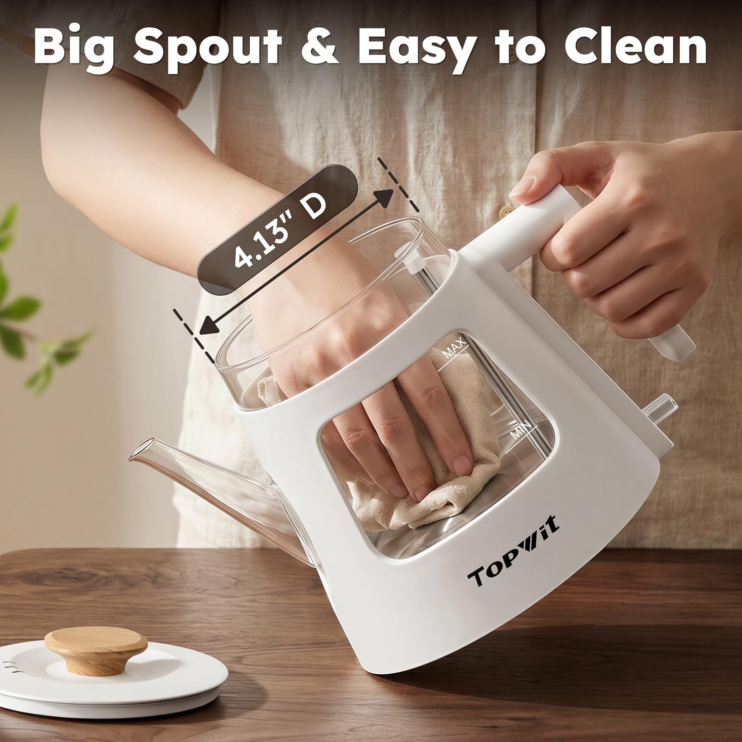 TOPWIT 2.0L Glass Electric Kettle, Hot Water Boiler, BPA-Free