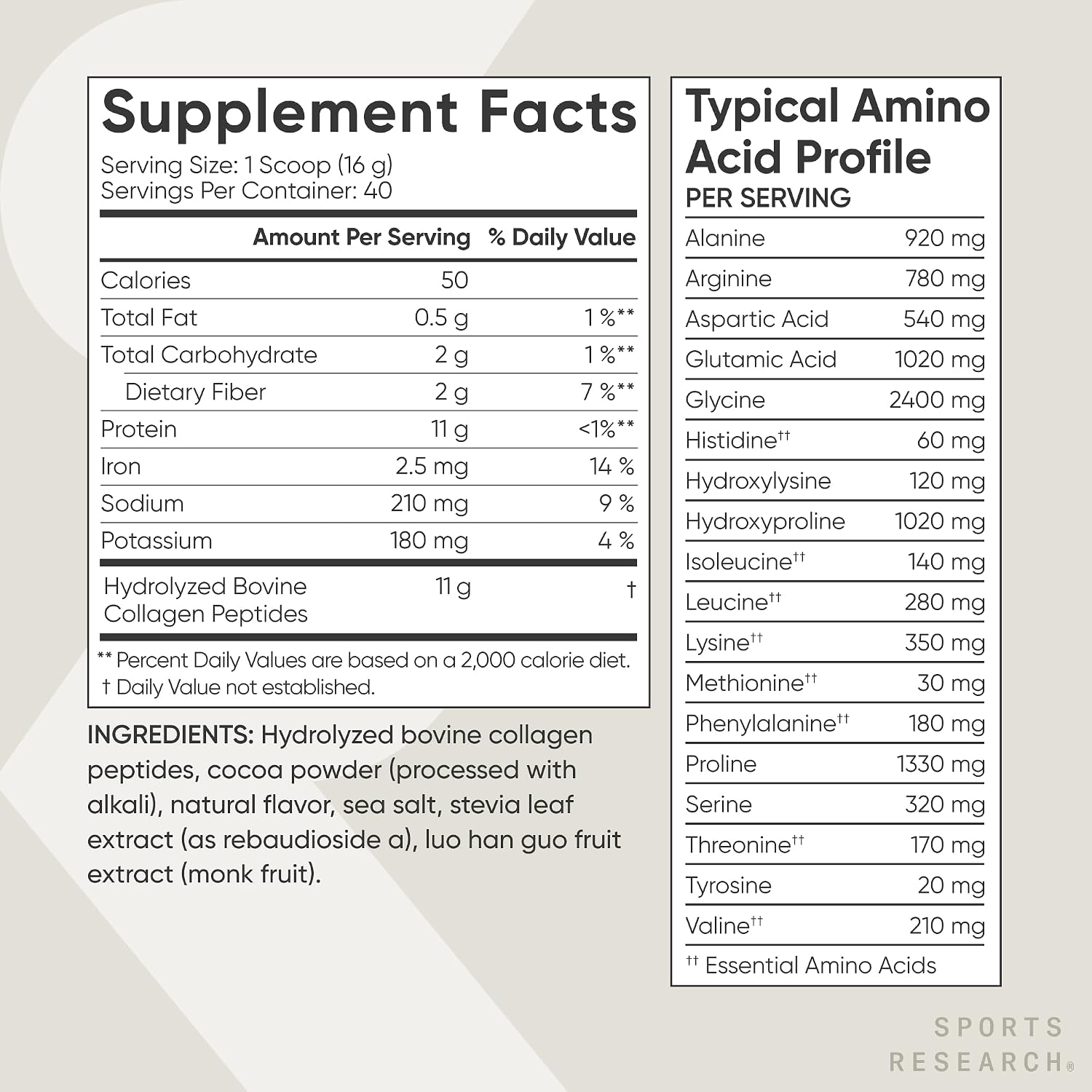 Sports Research® Collagen Peptides Protein Powder 16oz (Unflavored) | 11g Grass-Fed Collagen per Scoop · Hair, Skin & Joint Support · Easy to Mix in Coffee & Shakes - 41 Servings
