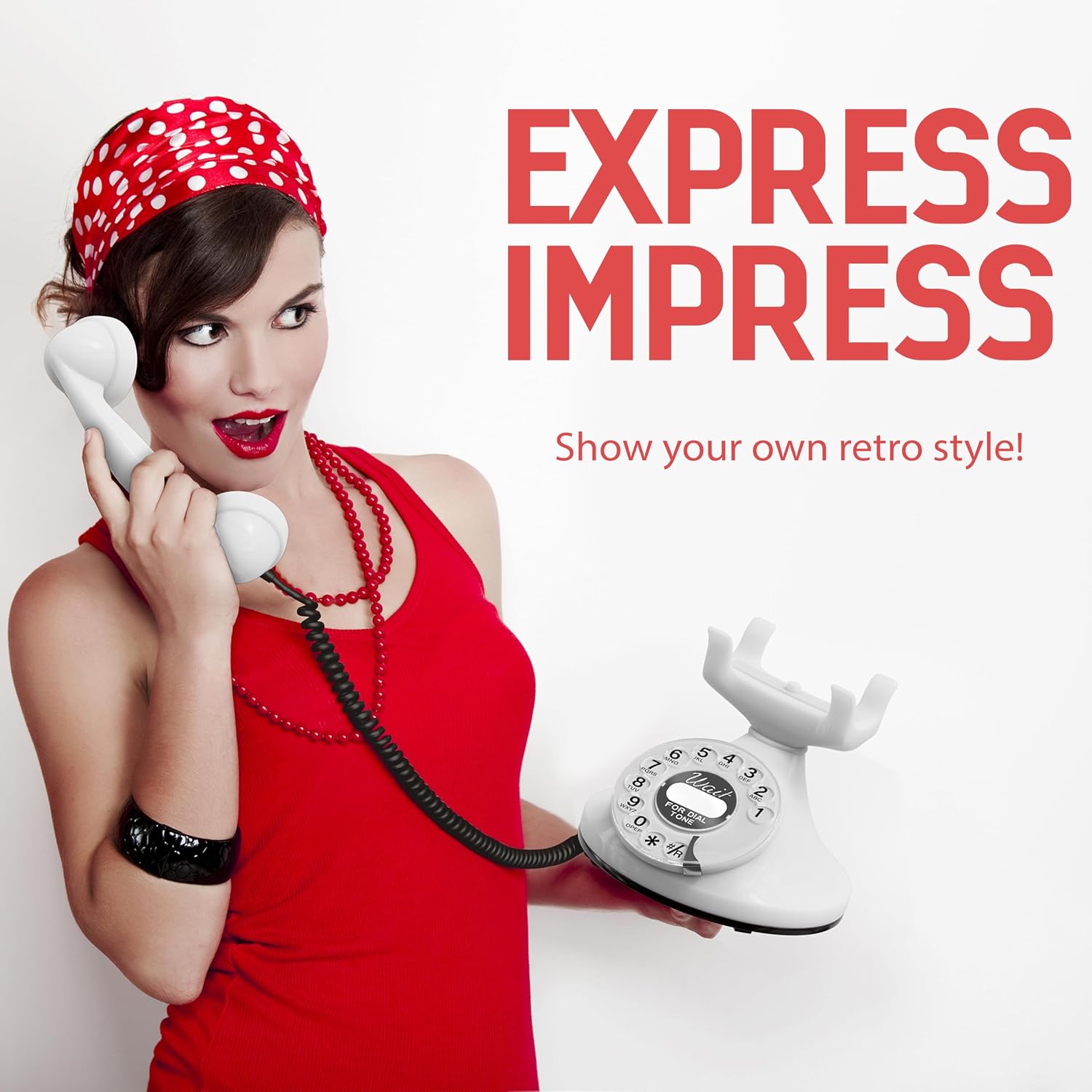Opis FunkyFon Cable: A Vintage Landline Telephone, The Retro Phone Green for Home, and Old Fashioned Telephones in red