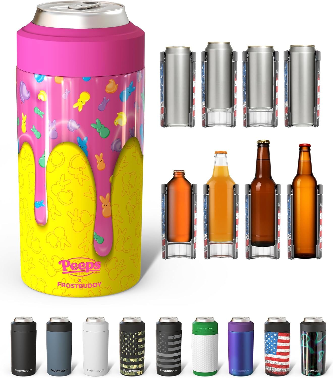 Frost Buddy Universal Can Cooler - Fits Slim Cans, 12 & 16oz (MatteBlack)