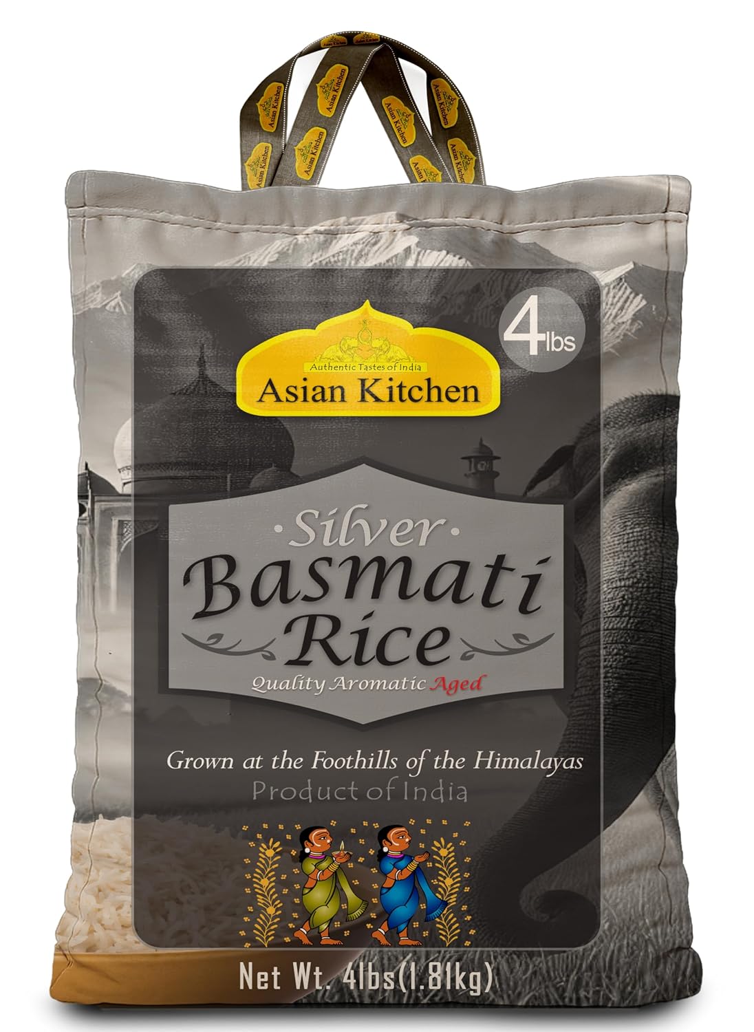 Asian Kitchen Platinum White Basmati Rice Extra Long Aged 20lbs (9.08kg) ~ All Natural | Gluten Friendly | Vegan | Indian Origin | Export Quality