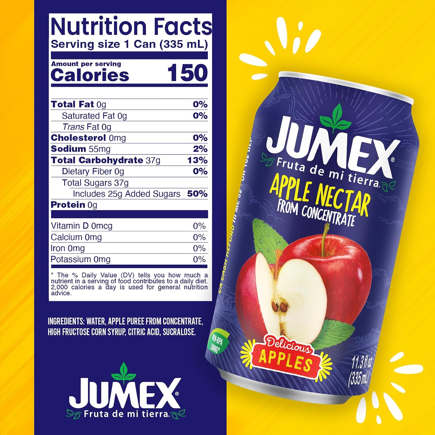 Jumex Mango Nectar Juice & Peach Nectar - Made with Fresh Fruit Puree - Tropical Fruit Juice Concentrate for Smoothie Mix, Cocktail Mixers & Kids Beverages - 11.3oz, 12 Pack Canned Drinks