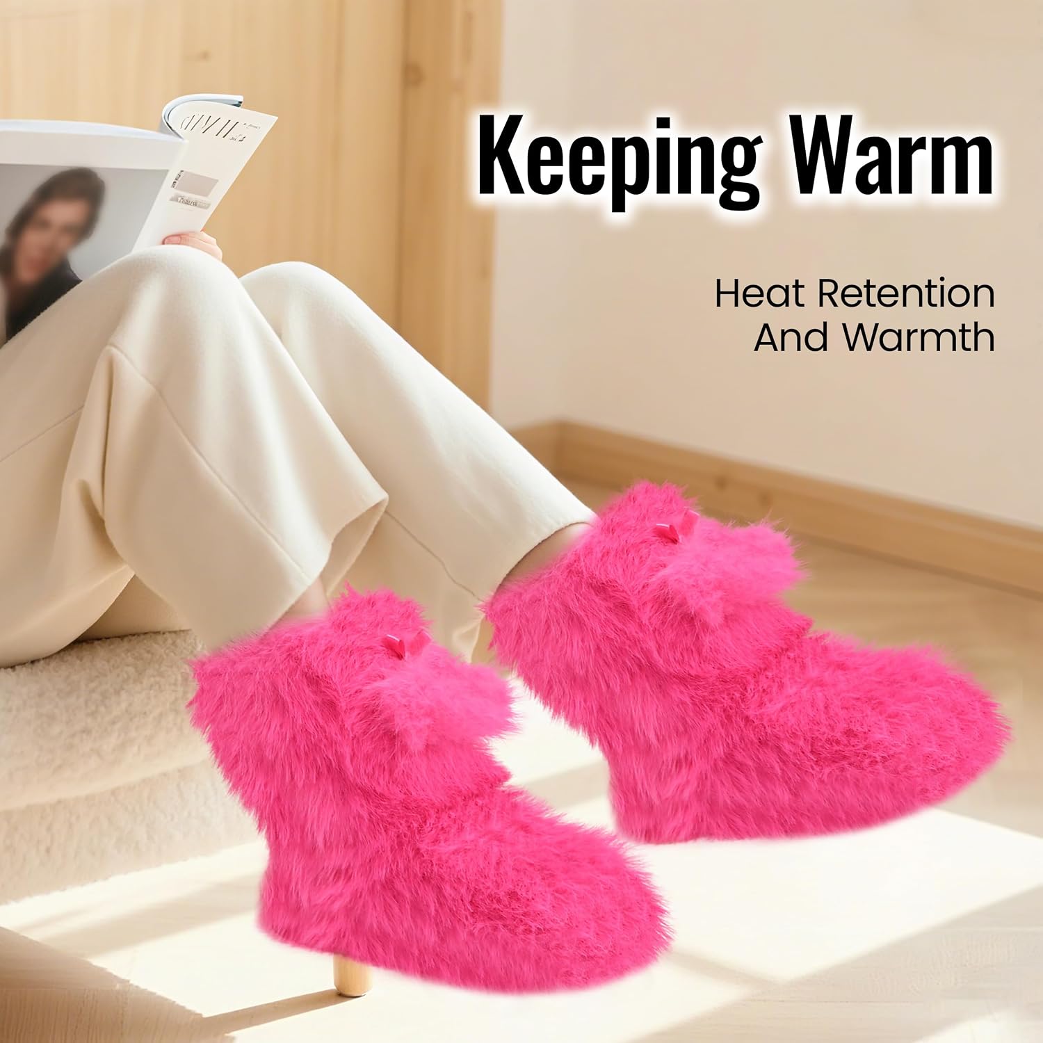 Home Slipper Women's Soft Fleece Plush Warm Indoor House Slipper Boots Shoes