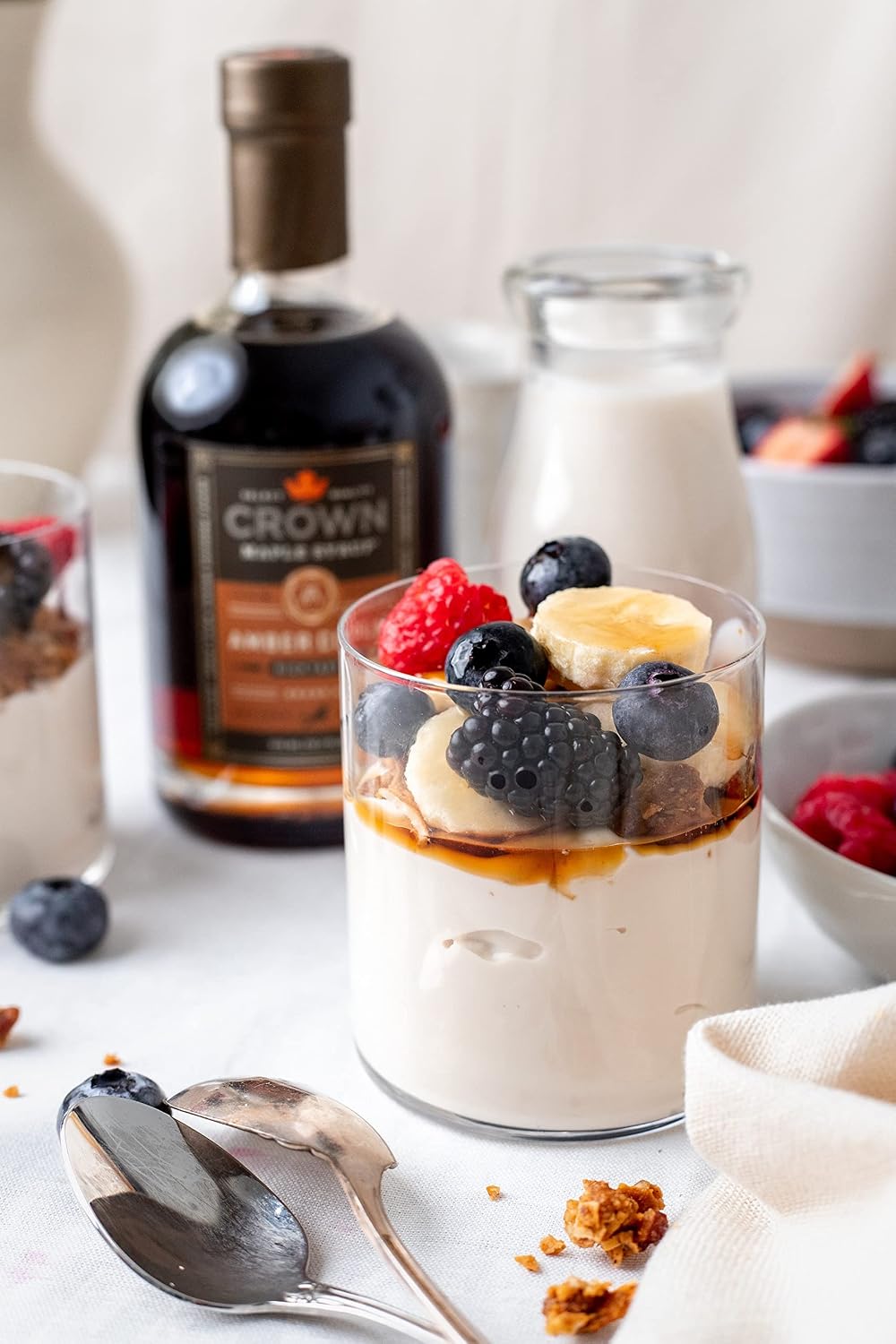 Crown Maple Organic 100% Pure Amber Color Rich Taste Maple Syrup, Flavor Marinades, Cocktails, Pancakes, Squash & Bacon, 12.7 Fl Oz