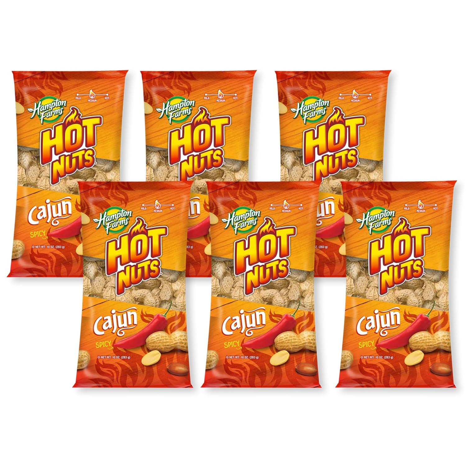 Hampton Farms Fancy Roasted In-Shell Cajun Peanuts, USA Grown, 10 oz Bag | Bold spicy Cajun roasted in-shell peanuts, USA grown, all natural, great for snacking and game day