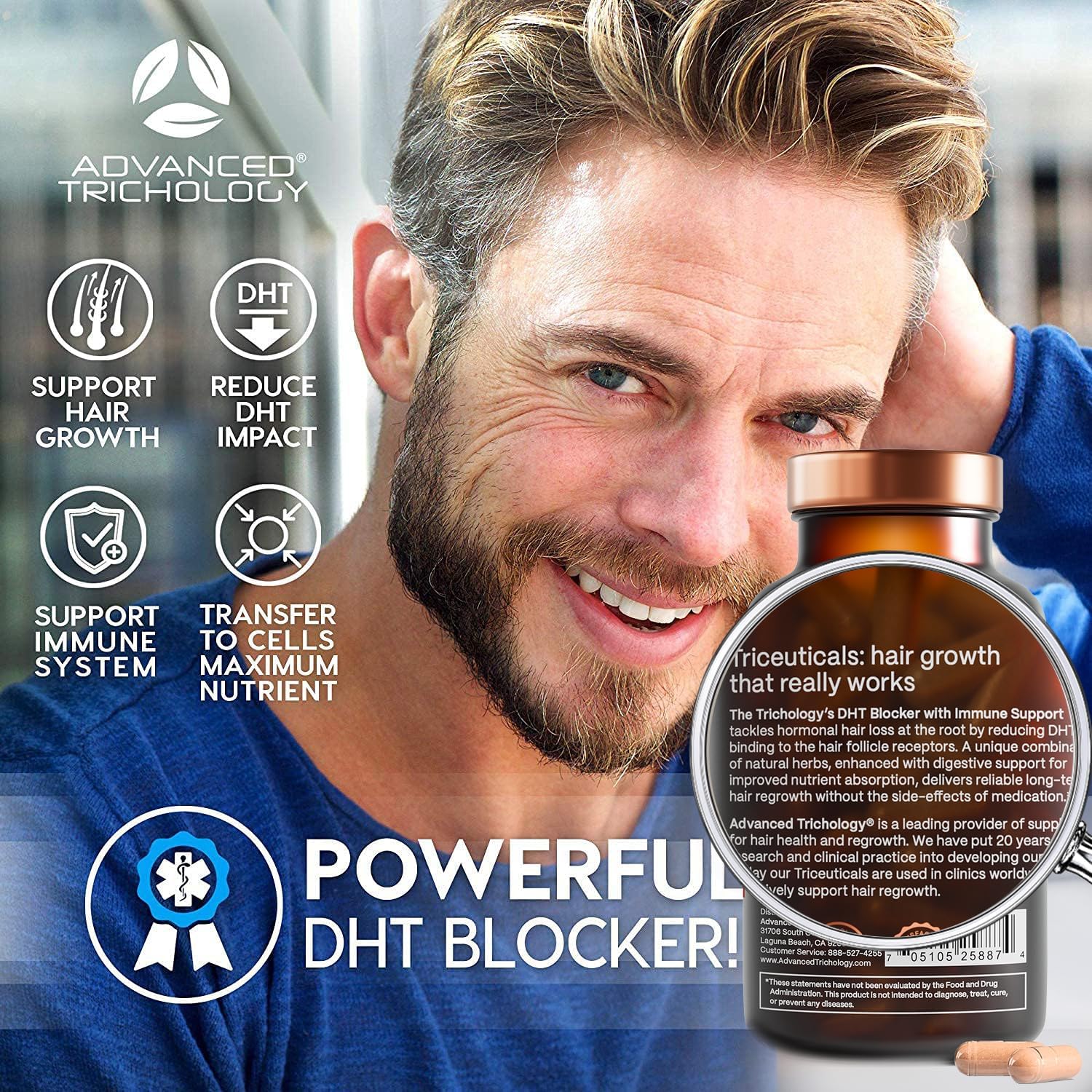DHT Blocker - Hair Growth Supplement for Genetic Thinning for Men and Women | Guaranteed