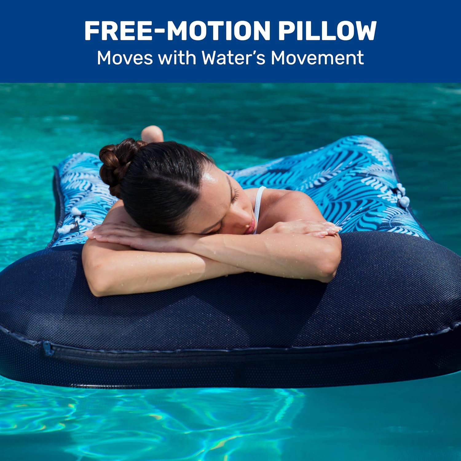 Aqua Comfort Pool Float Lounge – Inflatable Pool Floats for Adults with Headrest and Footrest – Bubble Waves