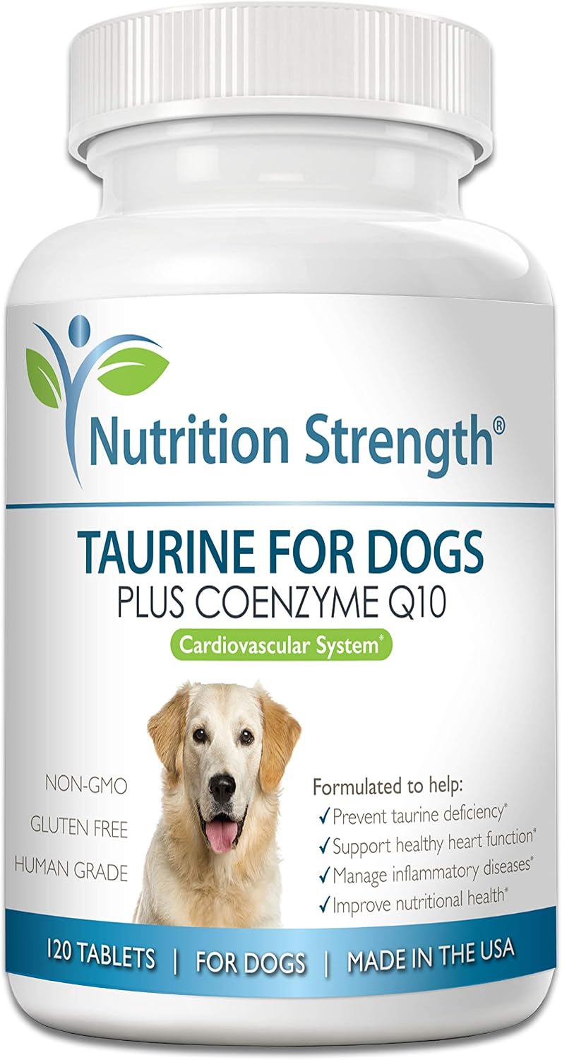 Taurine for Dogs, Support for a Healthy Heart Function, Resist Inflammatory Diseases, with Coenzyme Q10 to Help Manage Heart Failure and DCM in Dogs