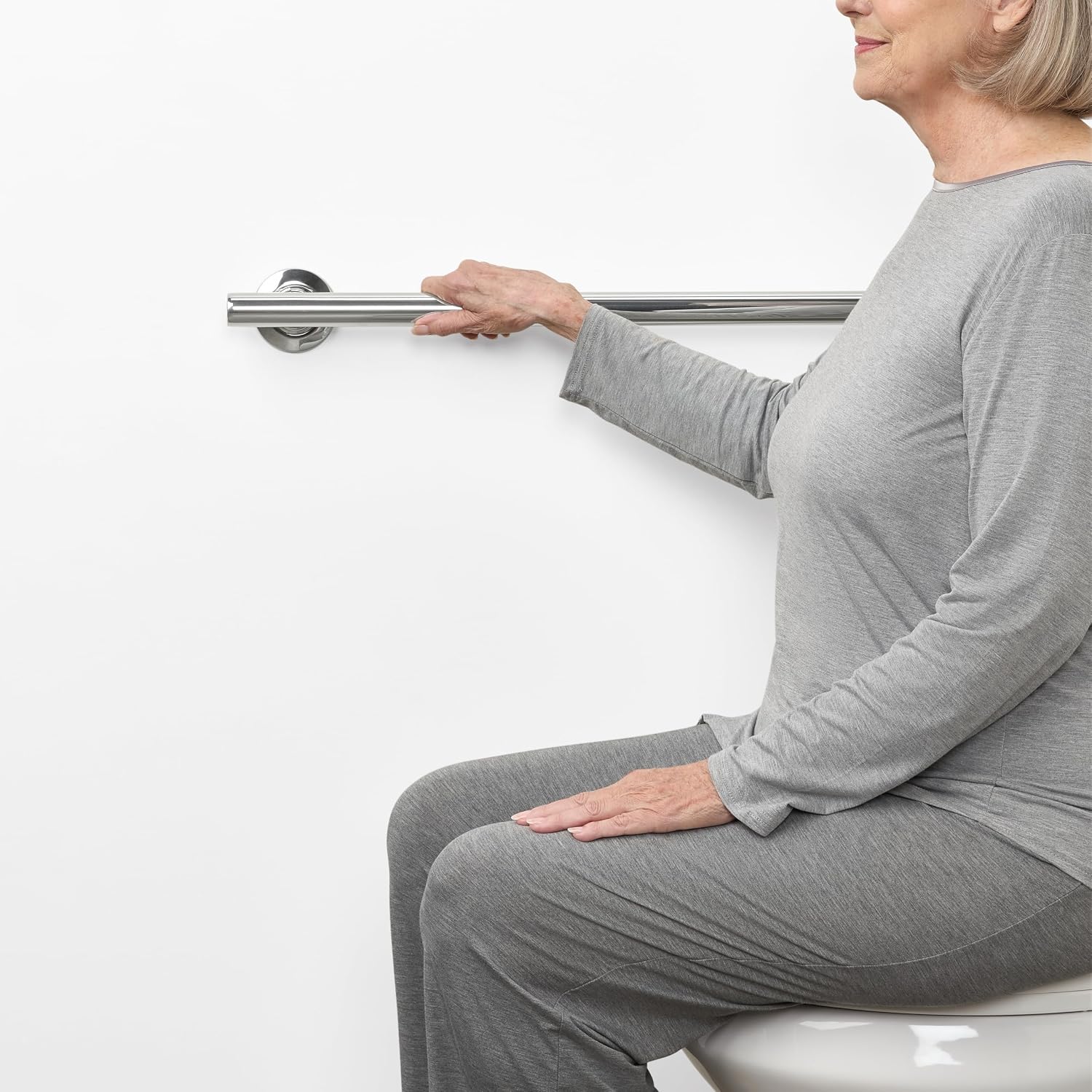 Seachrome 18-inch Coronado Designer Straight Bathroom Shower Grab Bar, Satin Stainless Steel, Brushed Nickel