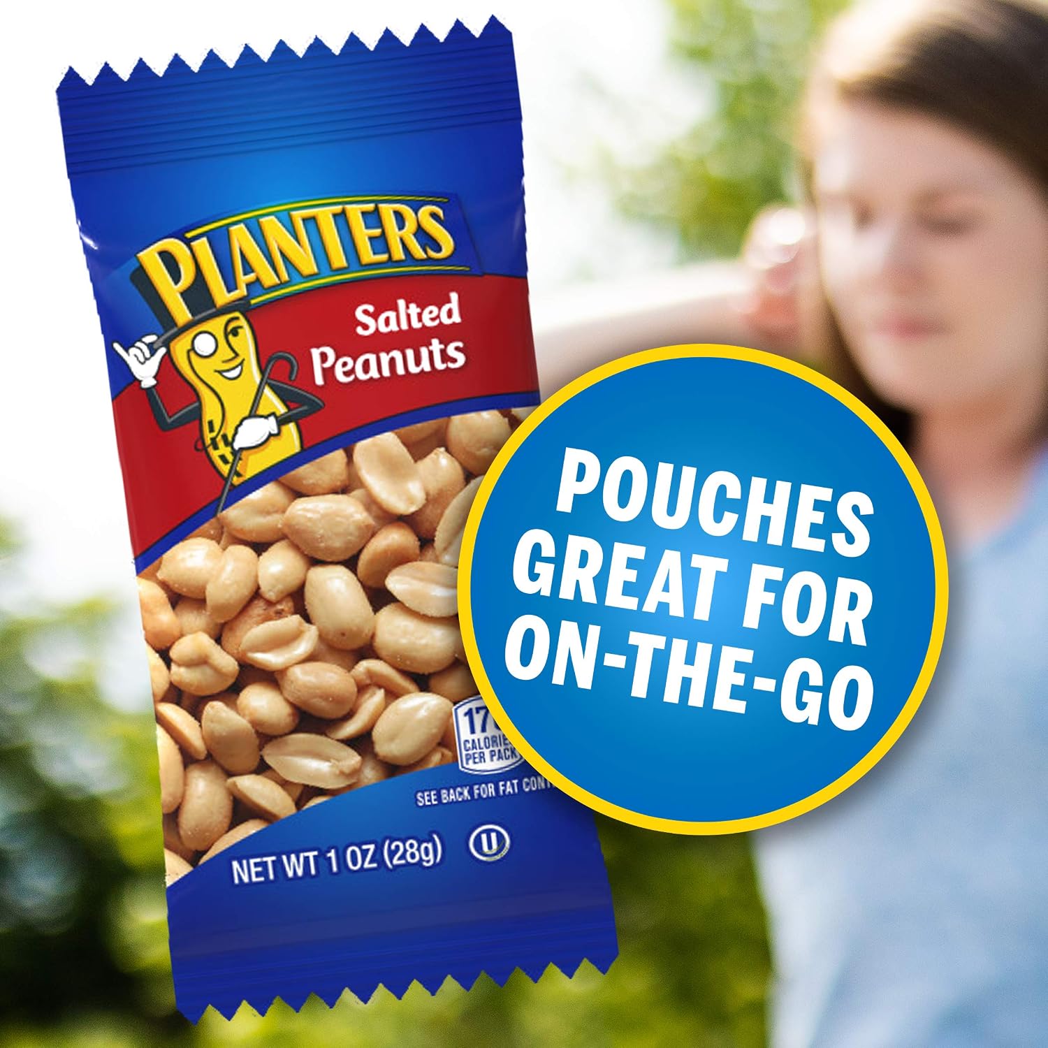 PLANTERS Salted Peanuts, Plant Based Protein Snacks, 1 Oz (48 Ct) | Roasted Salted Nuts Snack Packs. Kosher. Bag. Snacks for Adults. Individual Snacks