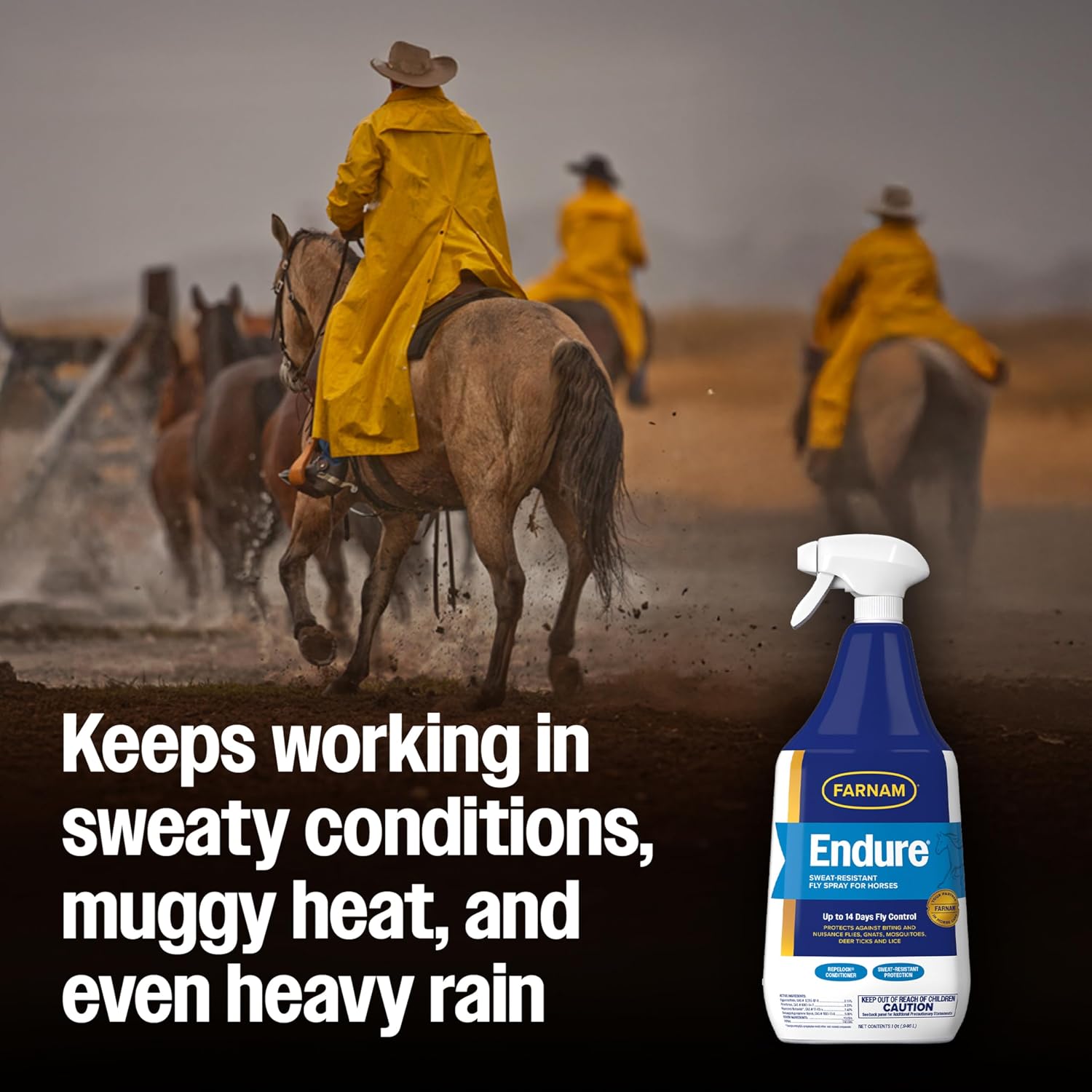 Farnam Endure Fly Spray for Horses, Sweat-Resistant, 128 oz, Gallon Refill