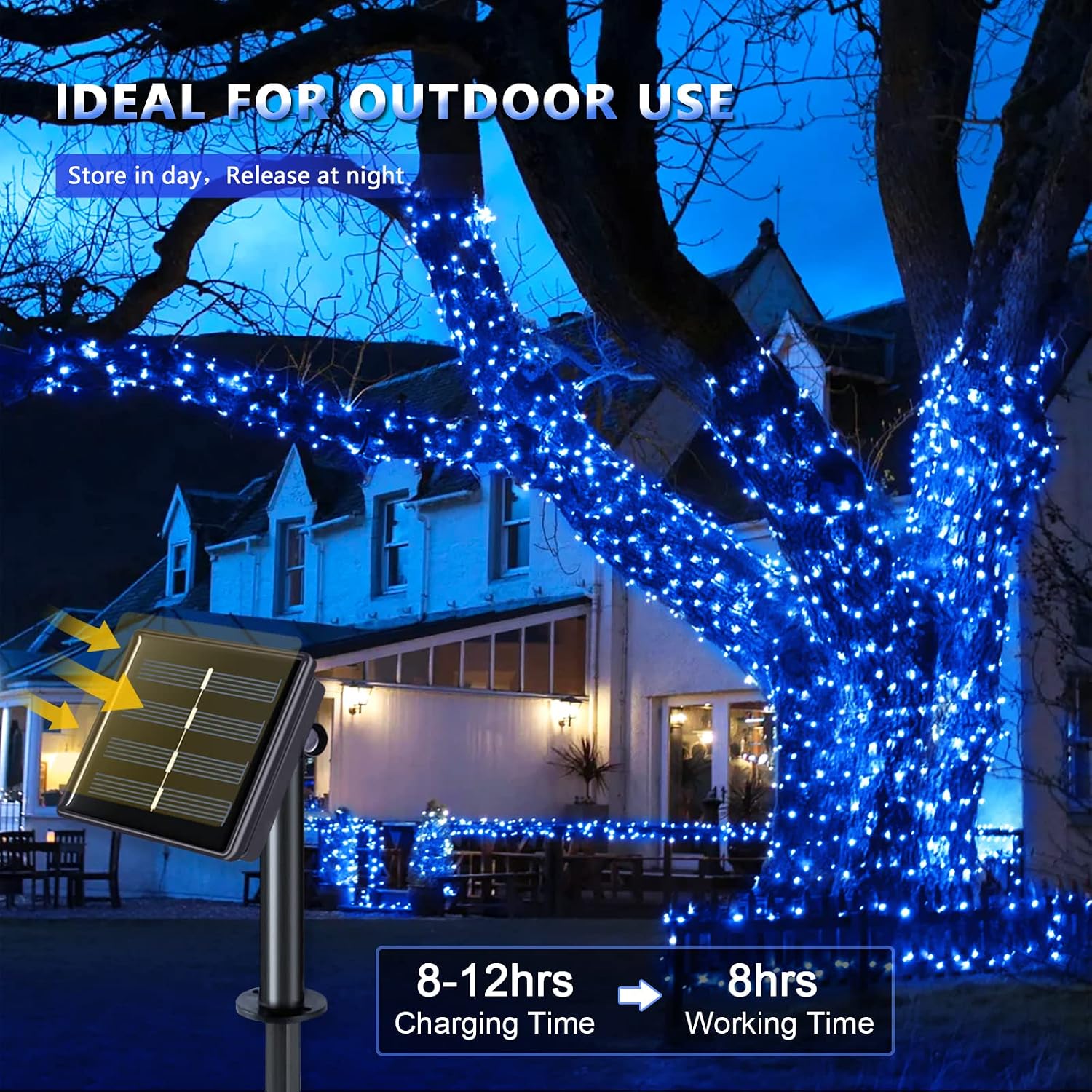 JMEXSUSS 2 Pack Solar String Lights Outdoor Total 66FT 200LED Fairy Lights | Outdoor Waterproof, 8 Modes Solar Christmas Lights for Outside Garden Tree Patio Yard Wedding Christmas Decorations, White