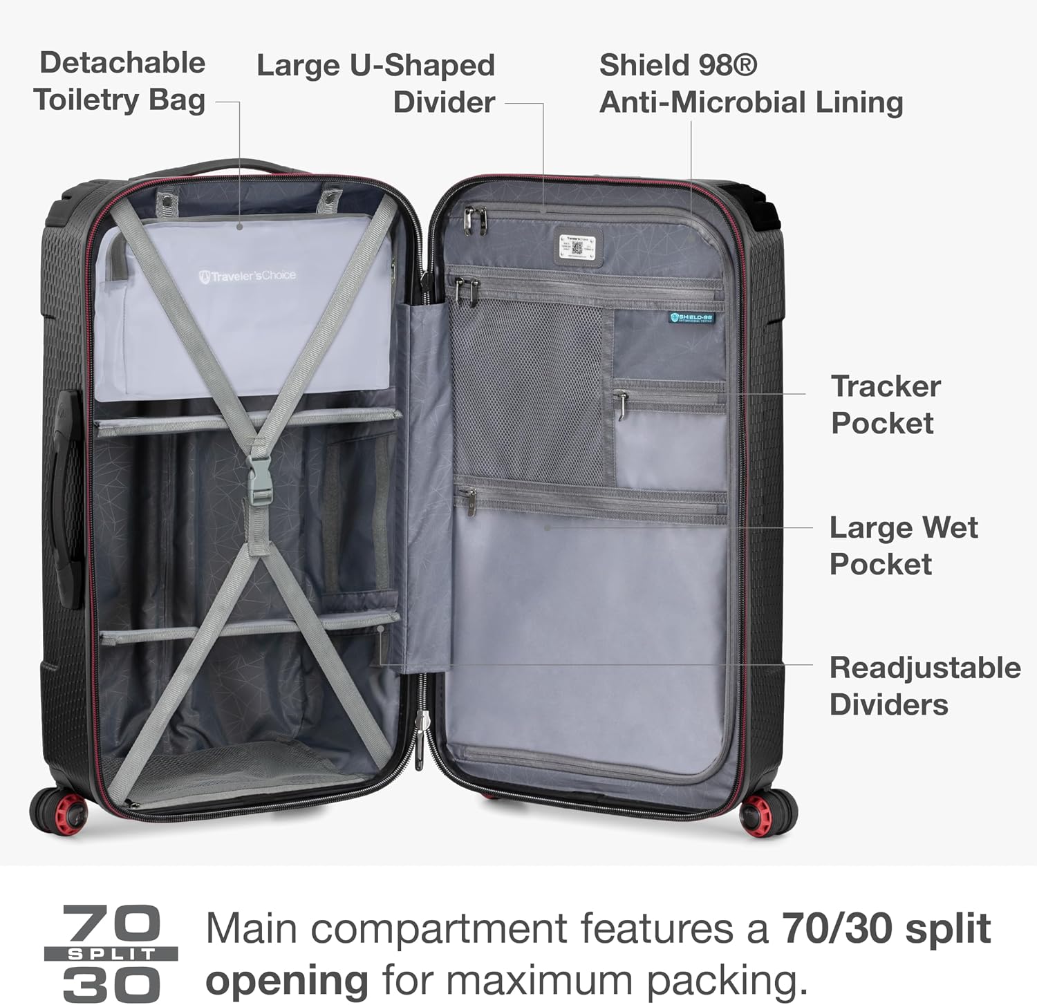 Traveler's Choice Maxporter II Polycarbonate Hardside Trunk with Spinner Wheels, Navy, 31-Inch Large Trunk