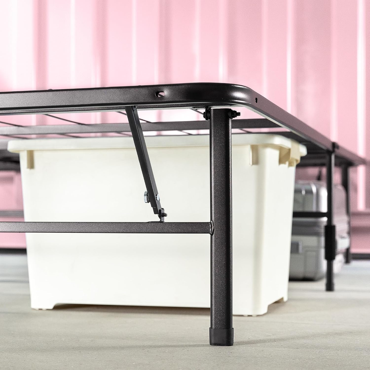 Zinus SmartBase Tool-Free Assembly Mattress Foundation, 14 Inch Metal Platform Bed Frame, No Box Spring Needed, Sturdy Steel Frame, Underbed Storage, Black, Queen