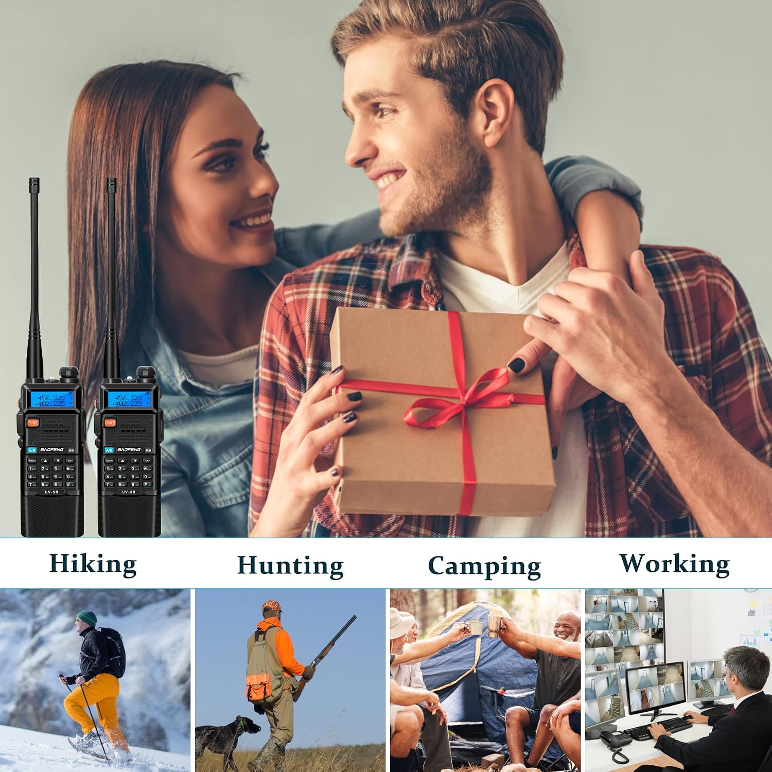 BAOFENG UV-5R Ham Radio Handheld Walkie Talkie Long-Range TwoWay Radio 2PCS | 3800mAh Rechargeable 8-Watt BAOFENG Radio UV5R, Type-C Charging