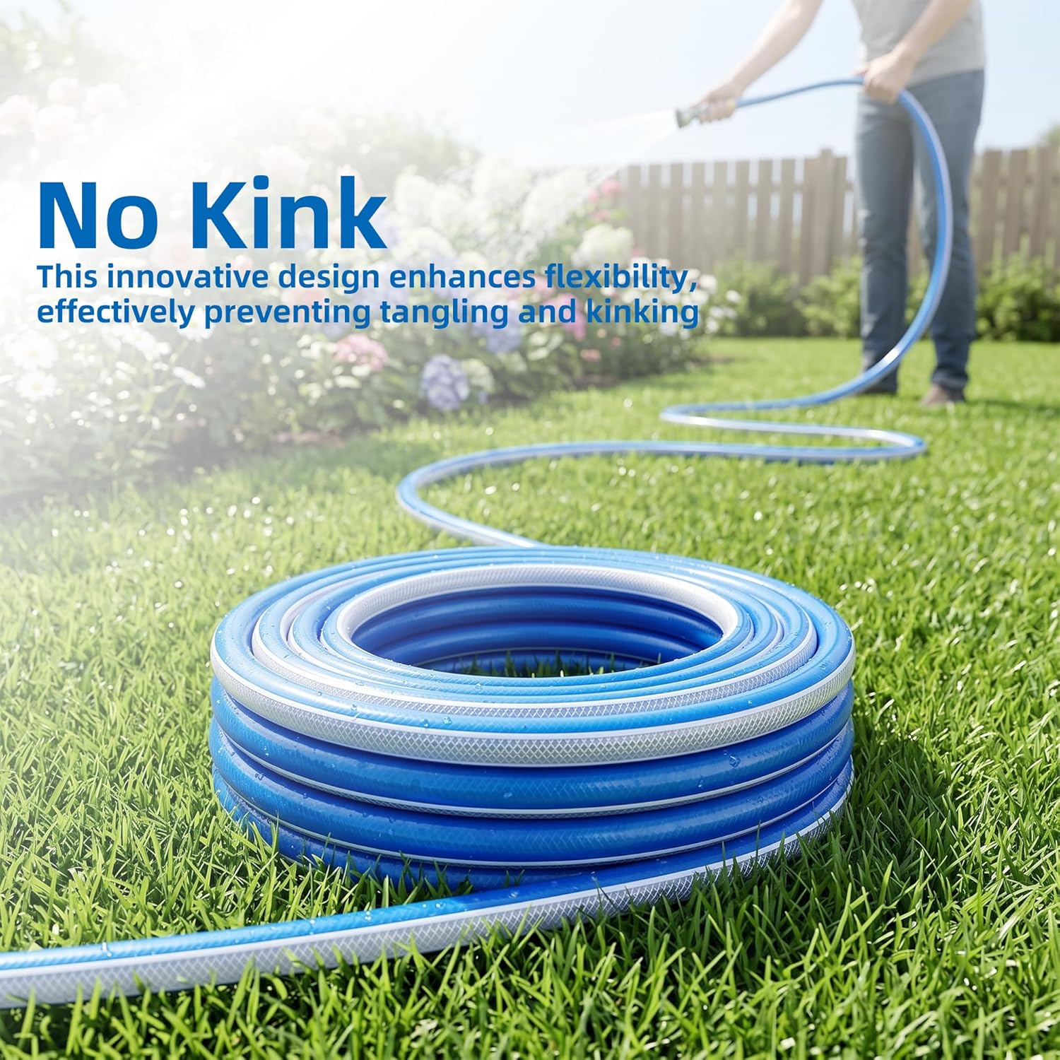 Lead-in Yellow Short Garden Hose 3/4 in. x 5 ft. -No Kink, Leak Free, Flexible, Male to Female Fittings -Heavy Duty Lightweight PVC Water Hose -150PSI Work & 500PSI Burst, for Reel Cart & Outdoor Use